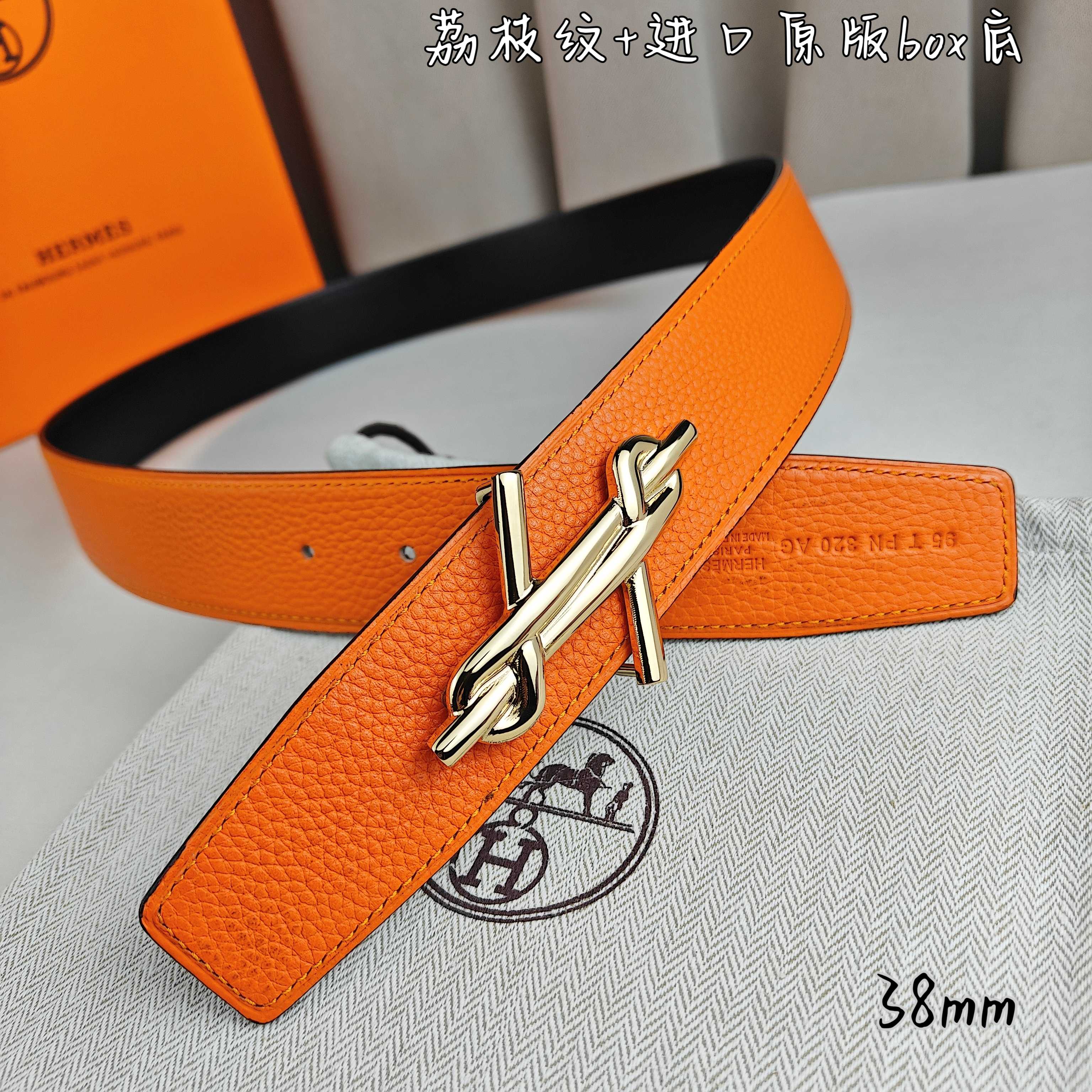 Hermès Basic Belt Top Grain Leather Black 38mm-m