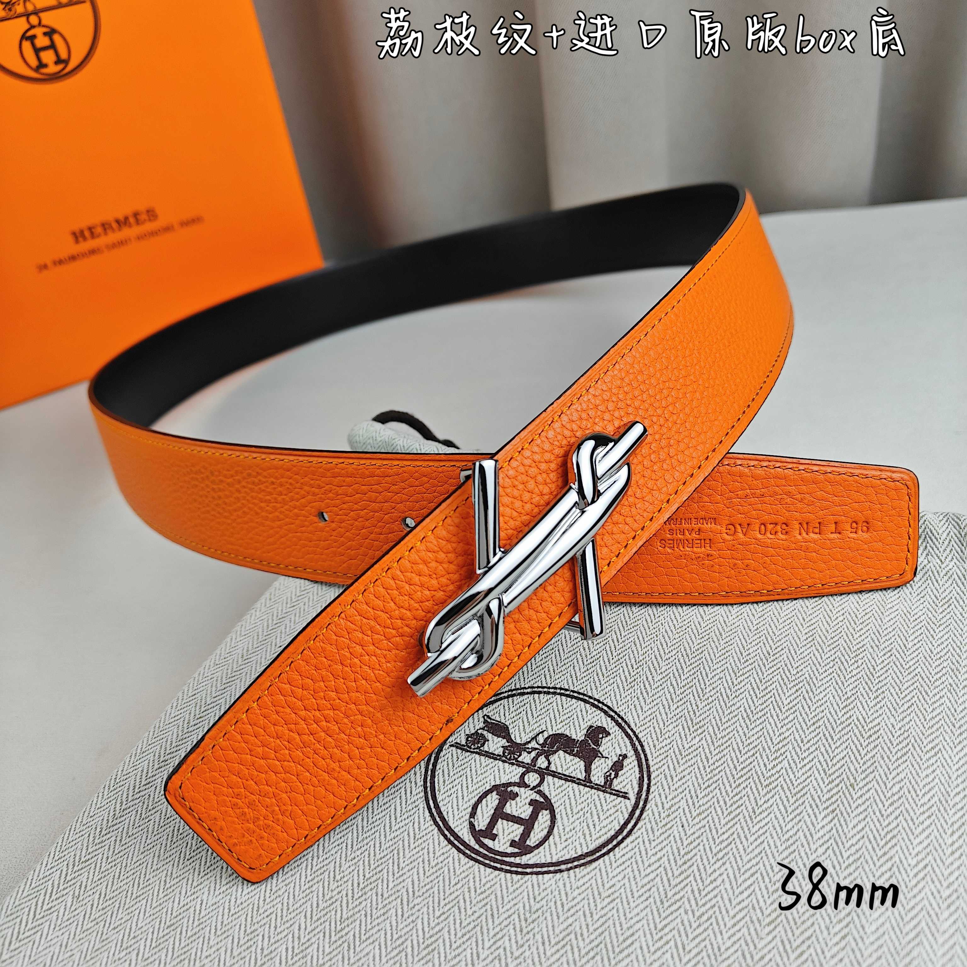 Hermès Basic Belt Top Grain Leather Black 38mm-m