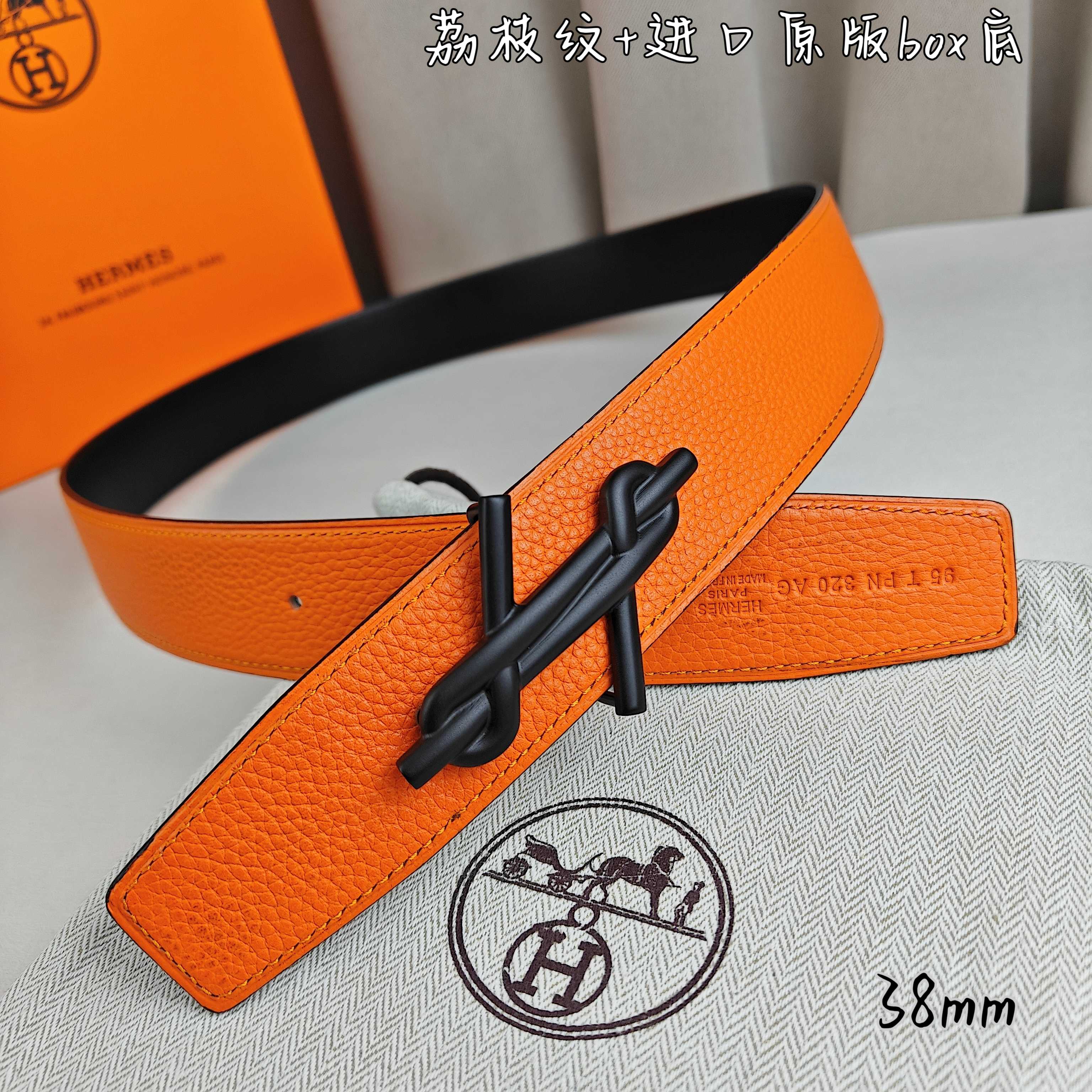 Hermès Basic Belt Top Grain Leather Black 38mm-m