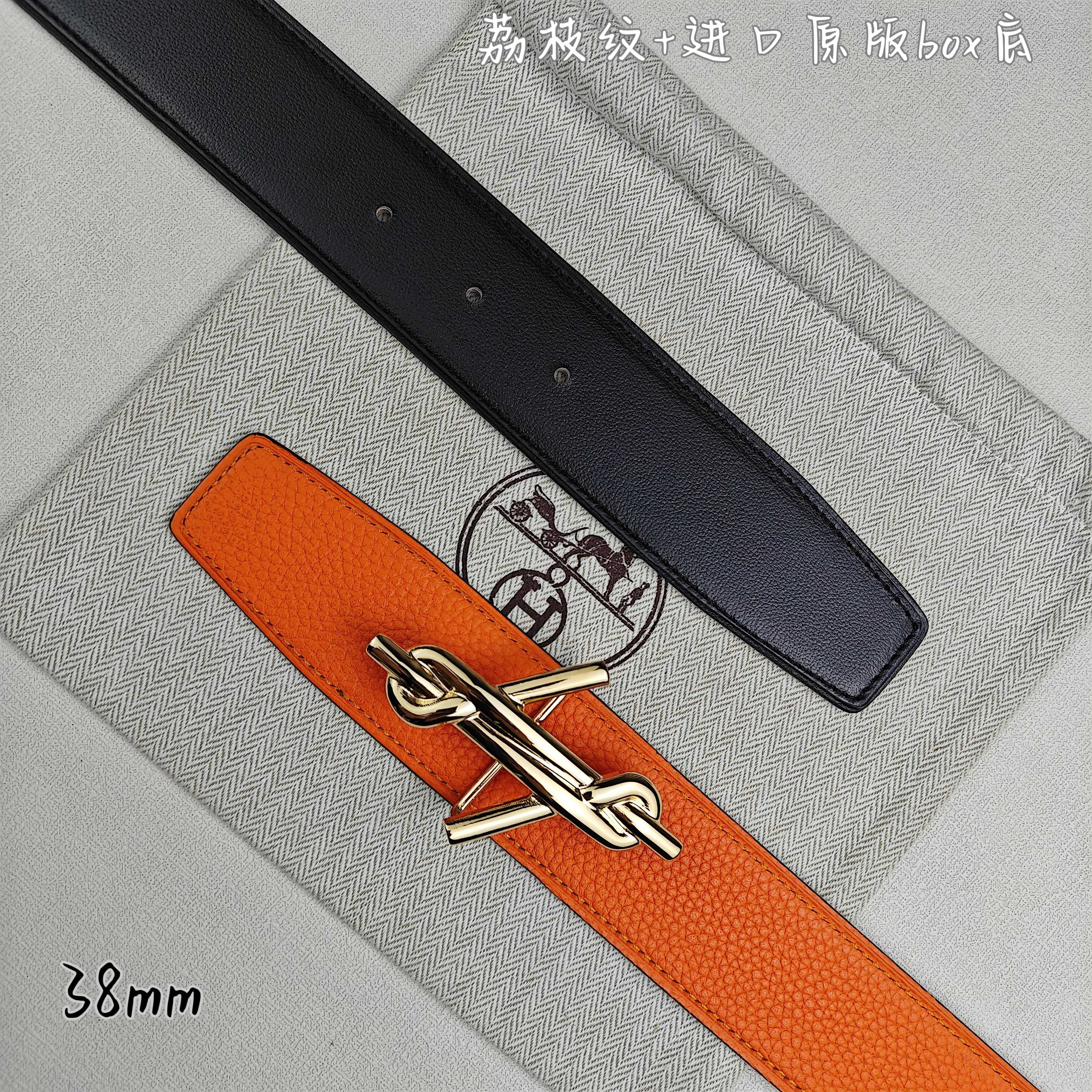 Hermès Basic Belt Top Grain Leather Black 38mm-m
