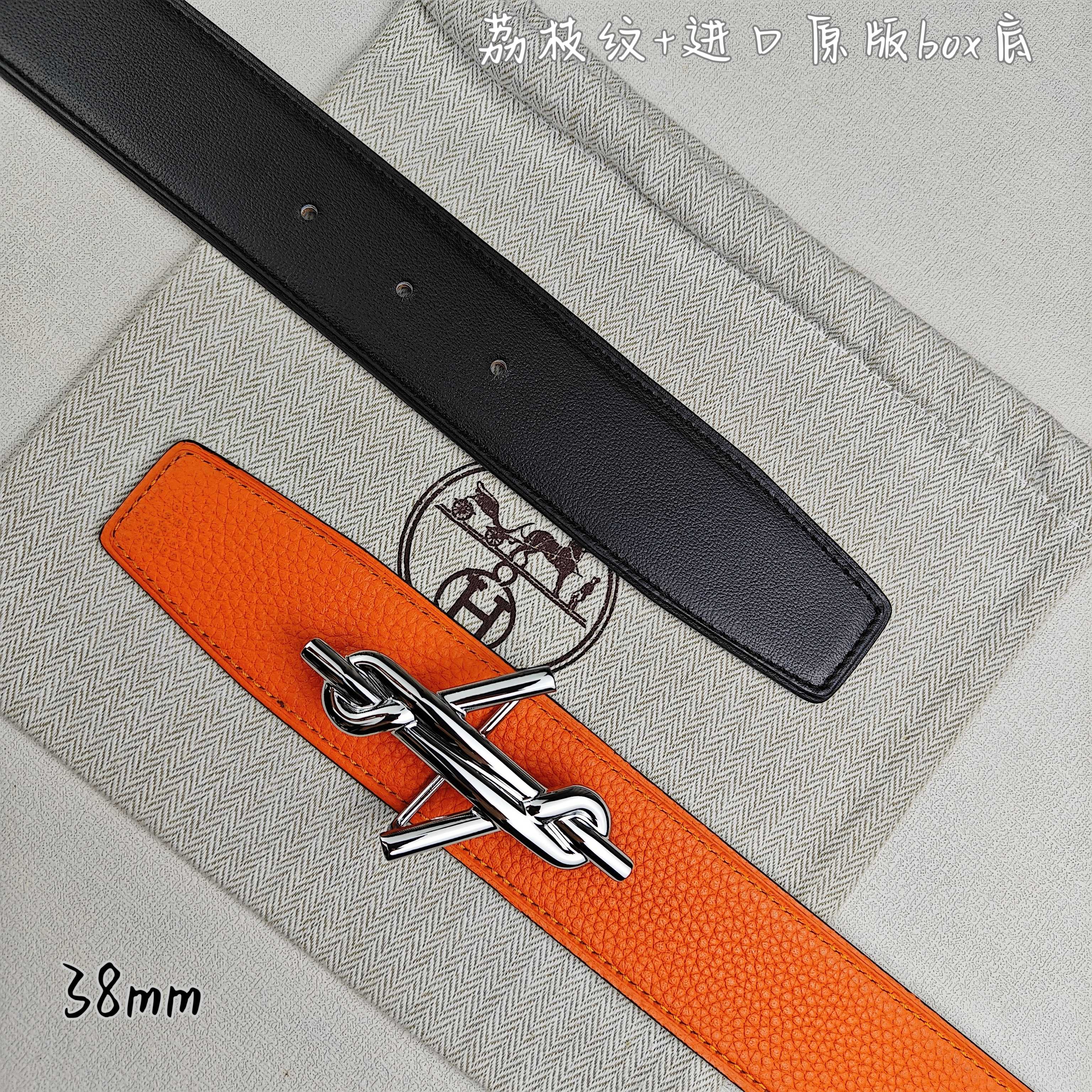 Hermès Basic Belt Top Grain Leather Black 38mm-m