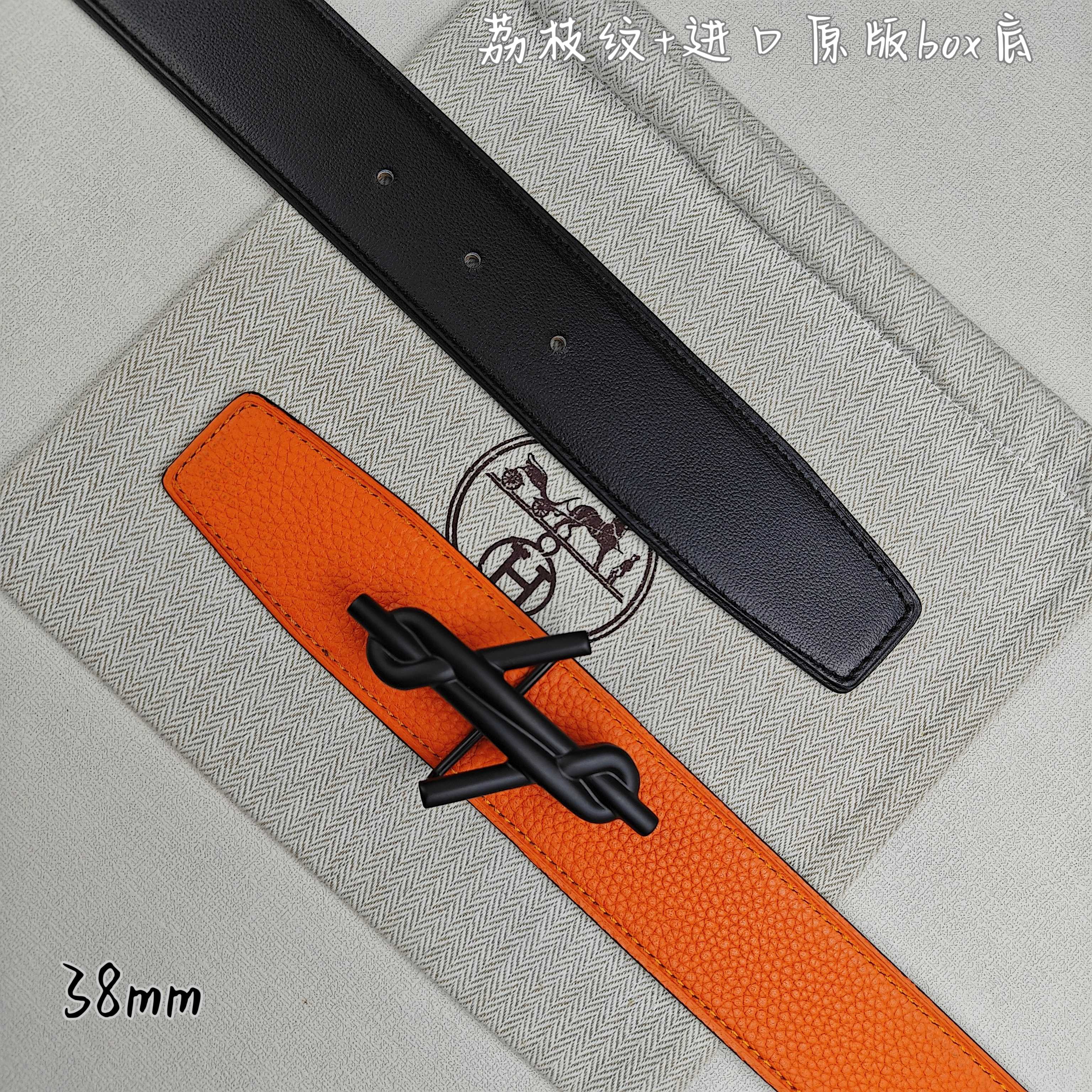 Hermès Basic Belt Top Grain Leather Black 38mm-m