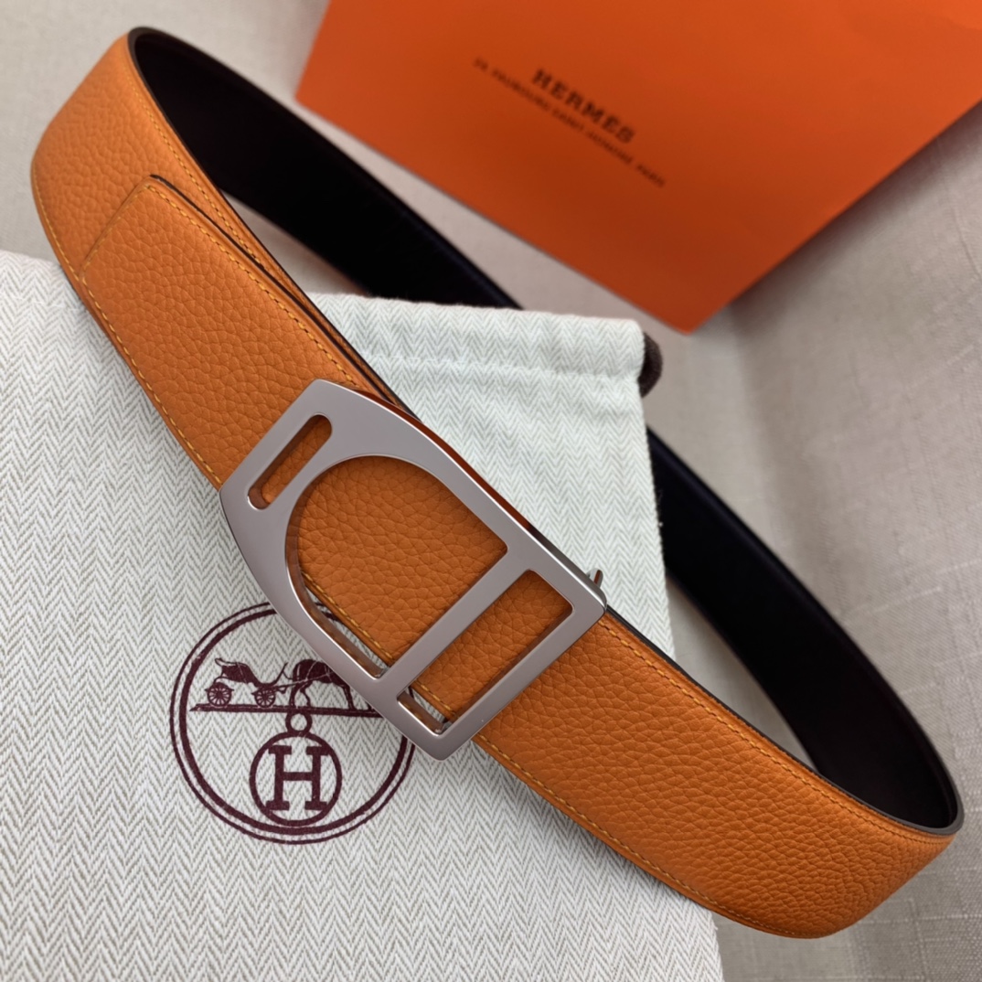 Hermès Basic Belt Top Grain Leather Black 38mm-m