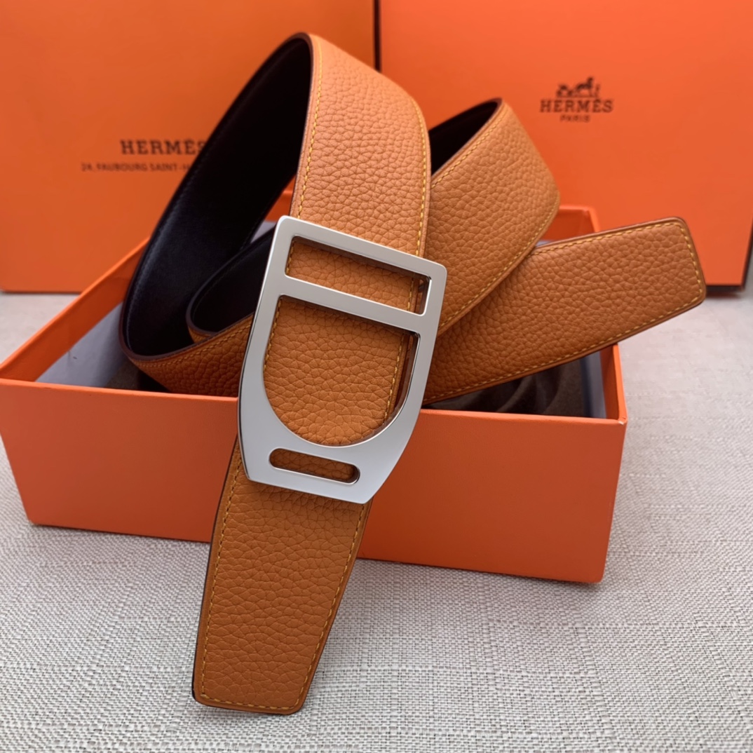 Hermès Basic Belt Top Grain Leather Black 38mm-m
