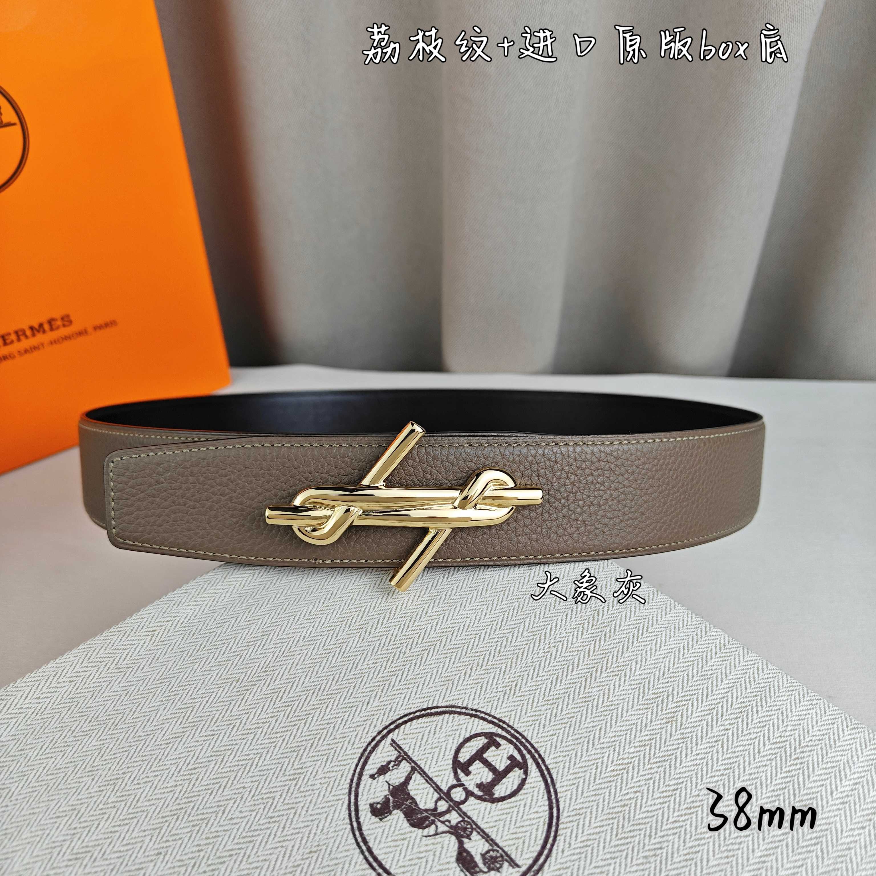 Hermès Basic Belt Top Grain Leather Black 38mm-m