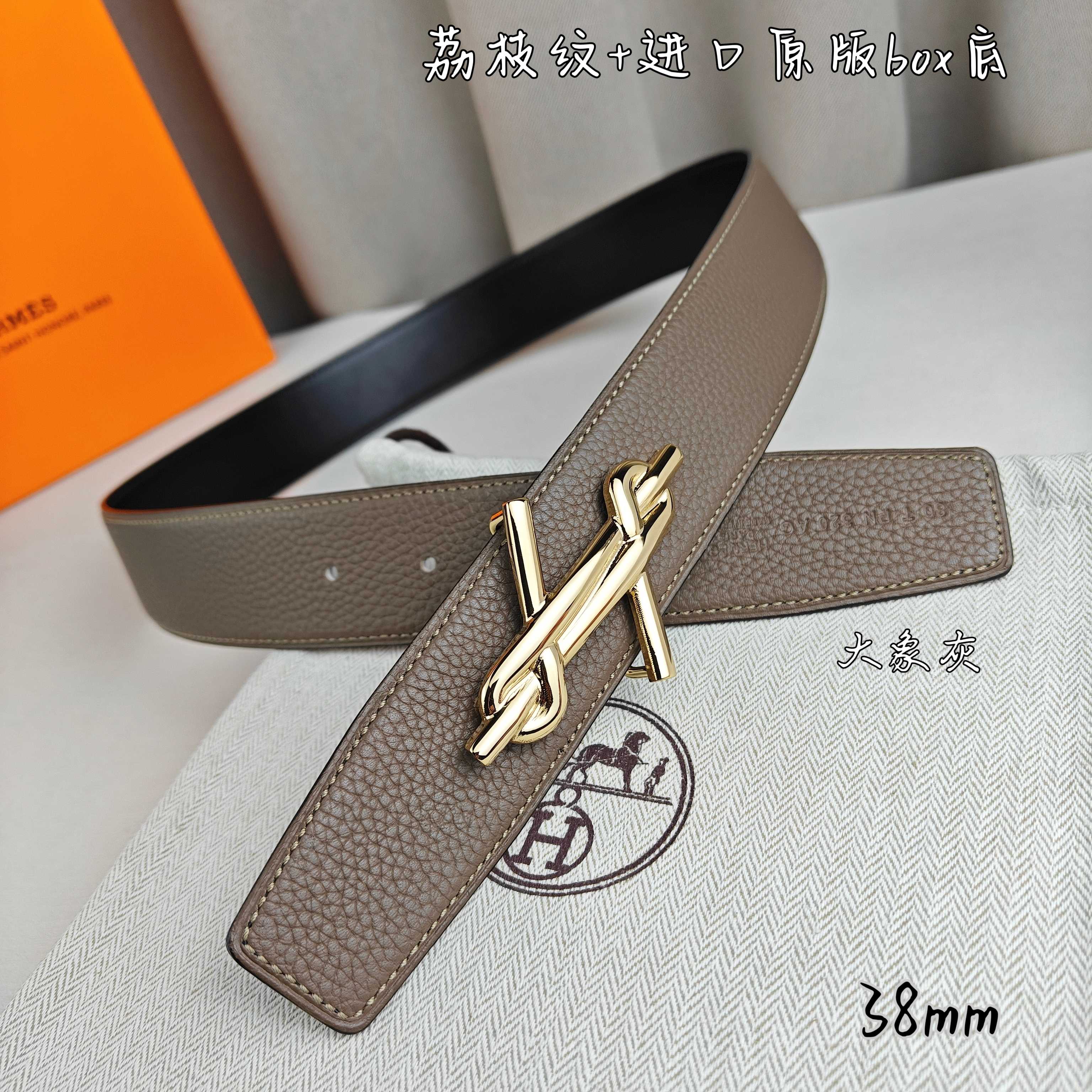 Hermès Basic Belt Top Grain Leather Black 38mm-m