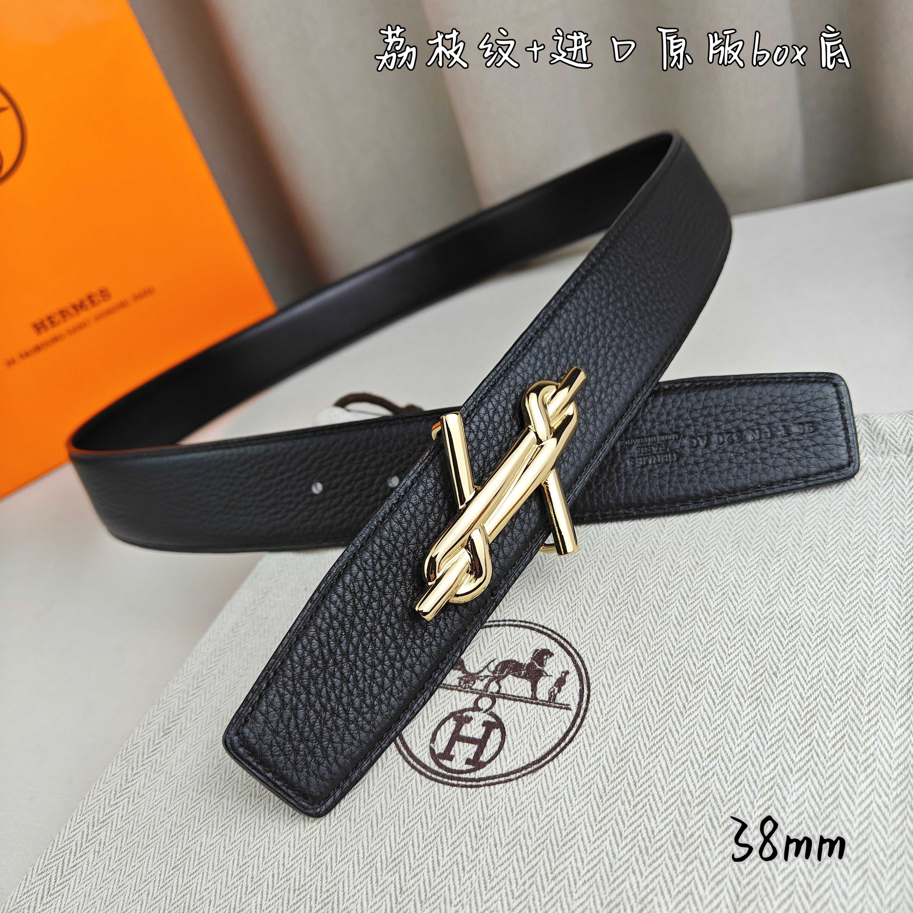 Hermès Basic Belt Top Grain Leather Black 38mm-m