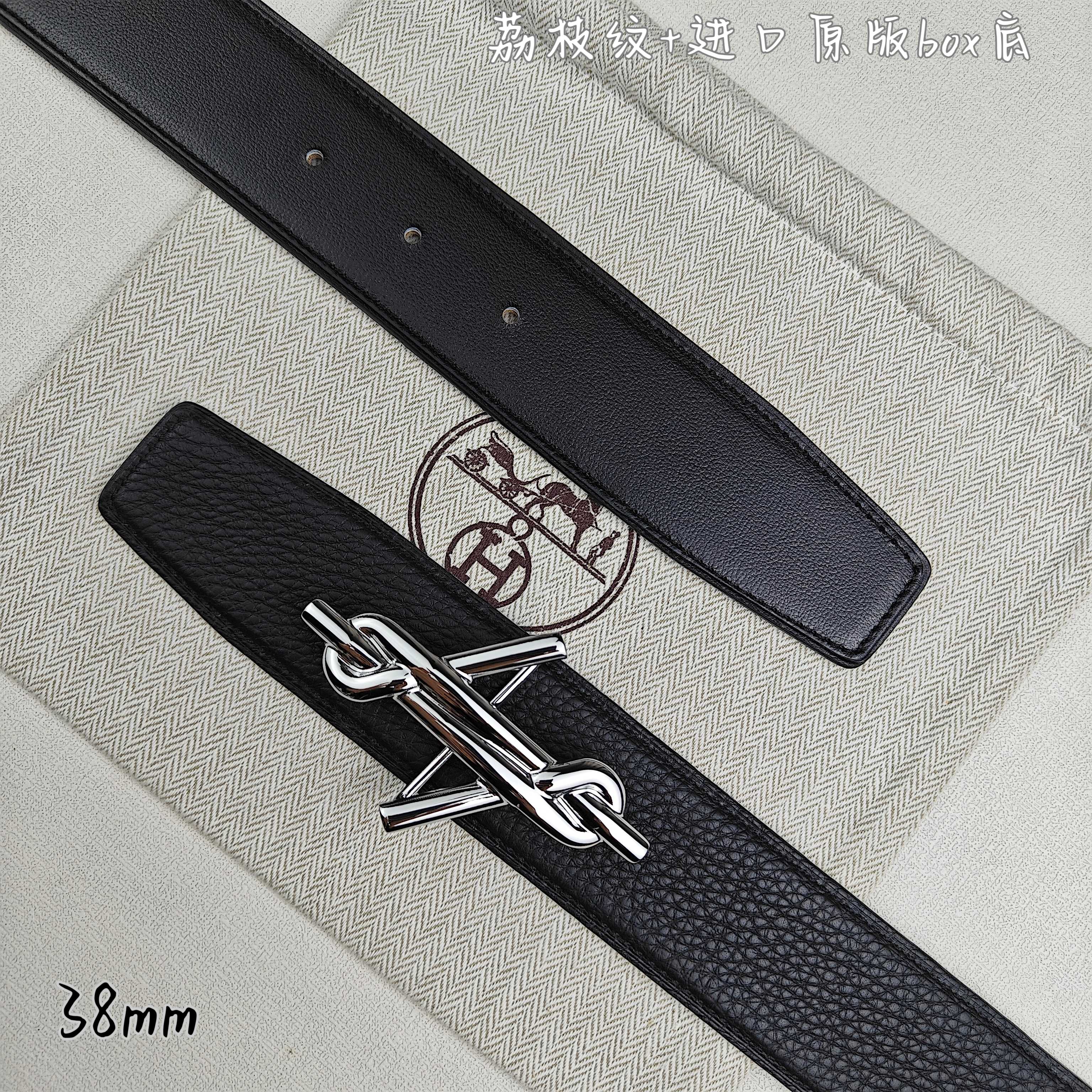 Hermès Basic Belt Top Grain Leather Black 38mm-m
