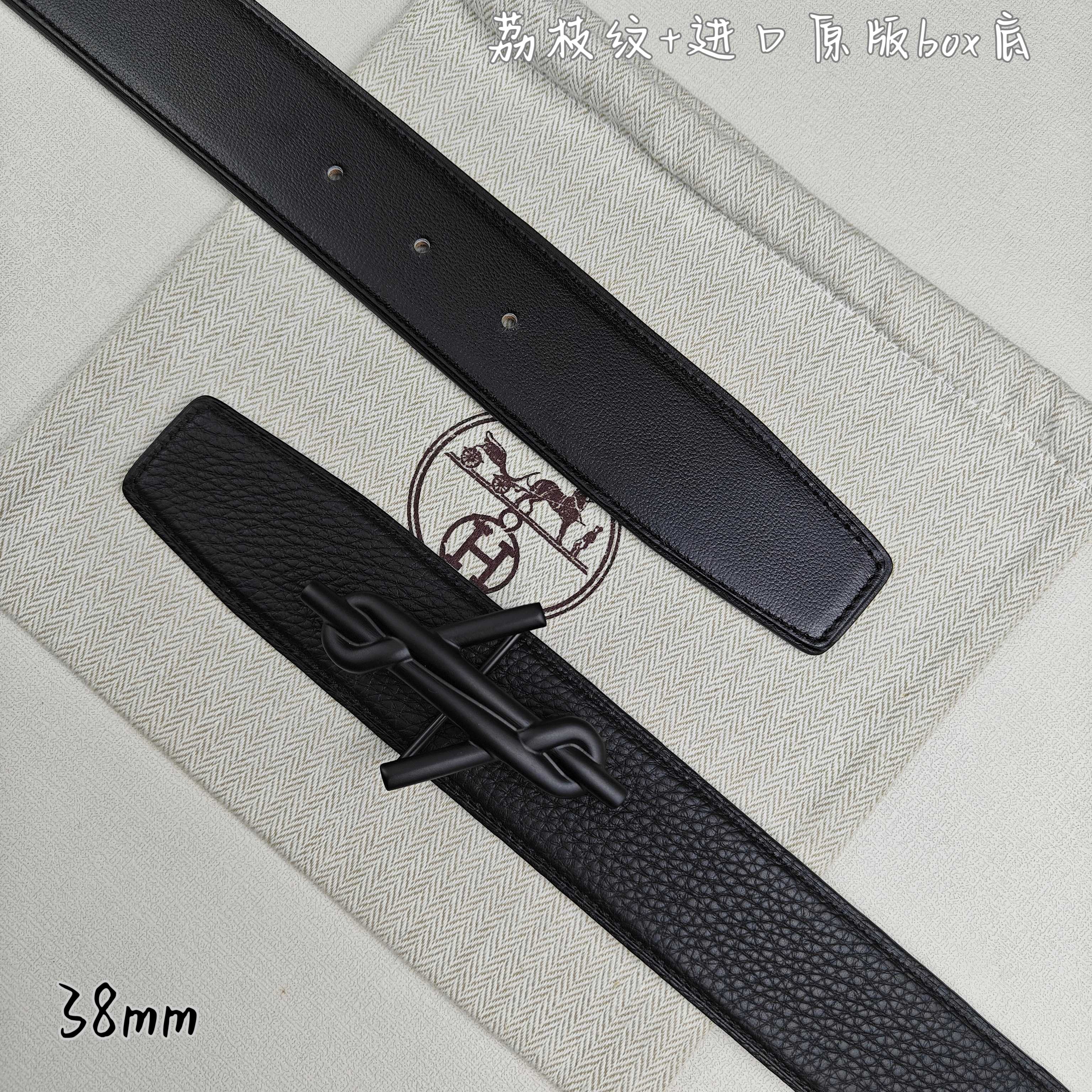 Hermès Basic Belt Top Grain Leather Black 38mm-m