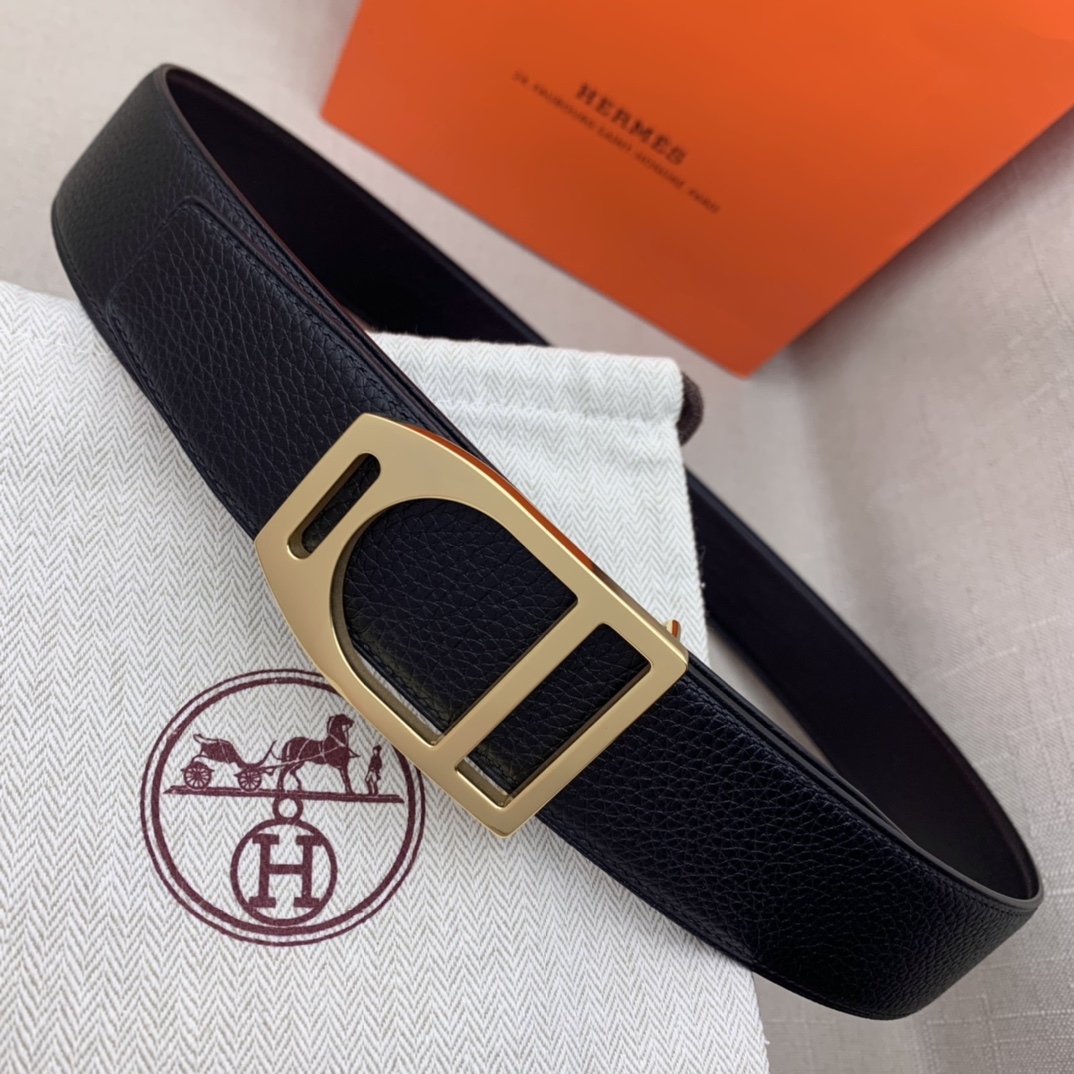 Hermès Basic Belt Top Grain Leather Black 38mm-m