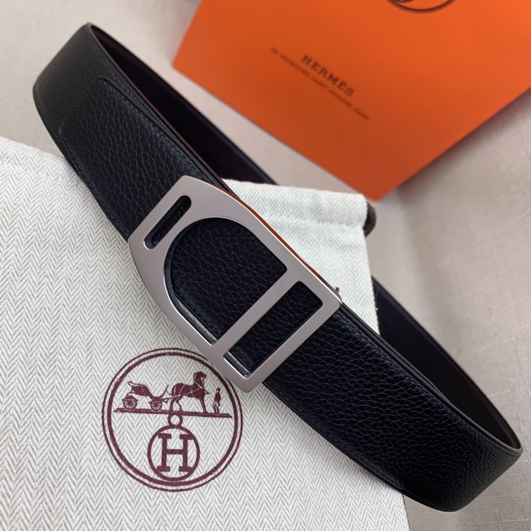 Hermès Basic Belt Top Grain Leather Black 38mm-m