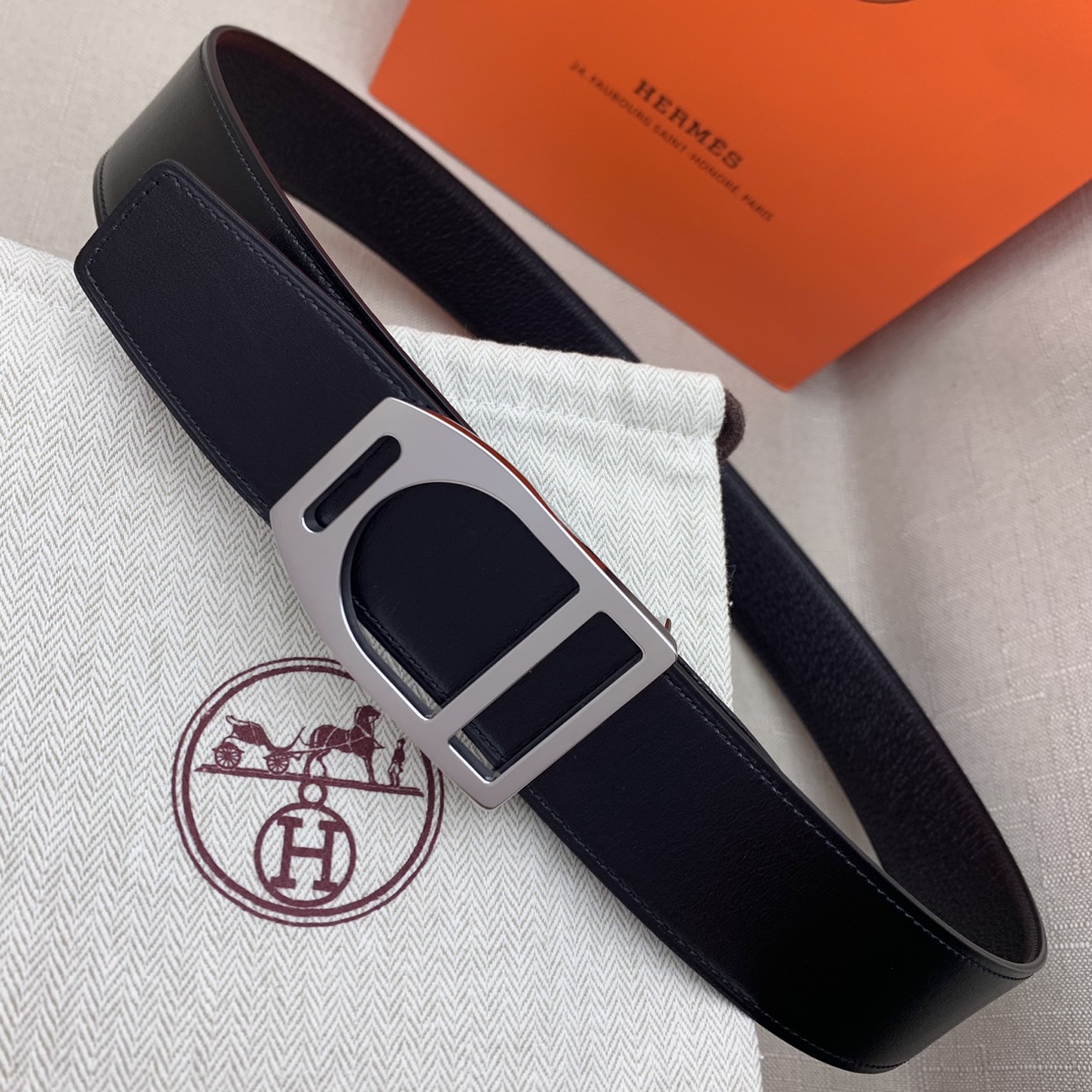 Hermès Basic Belt Top Grain Leather Black 38mm-m