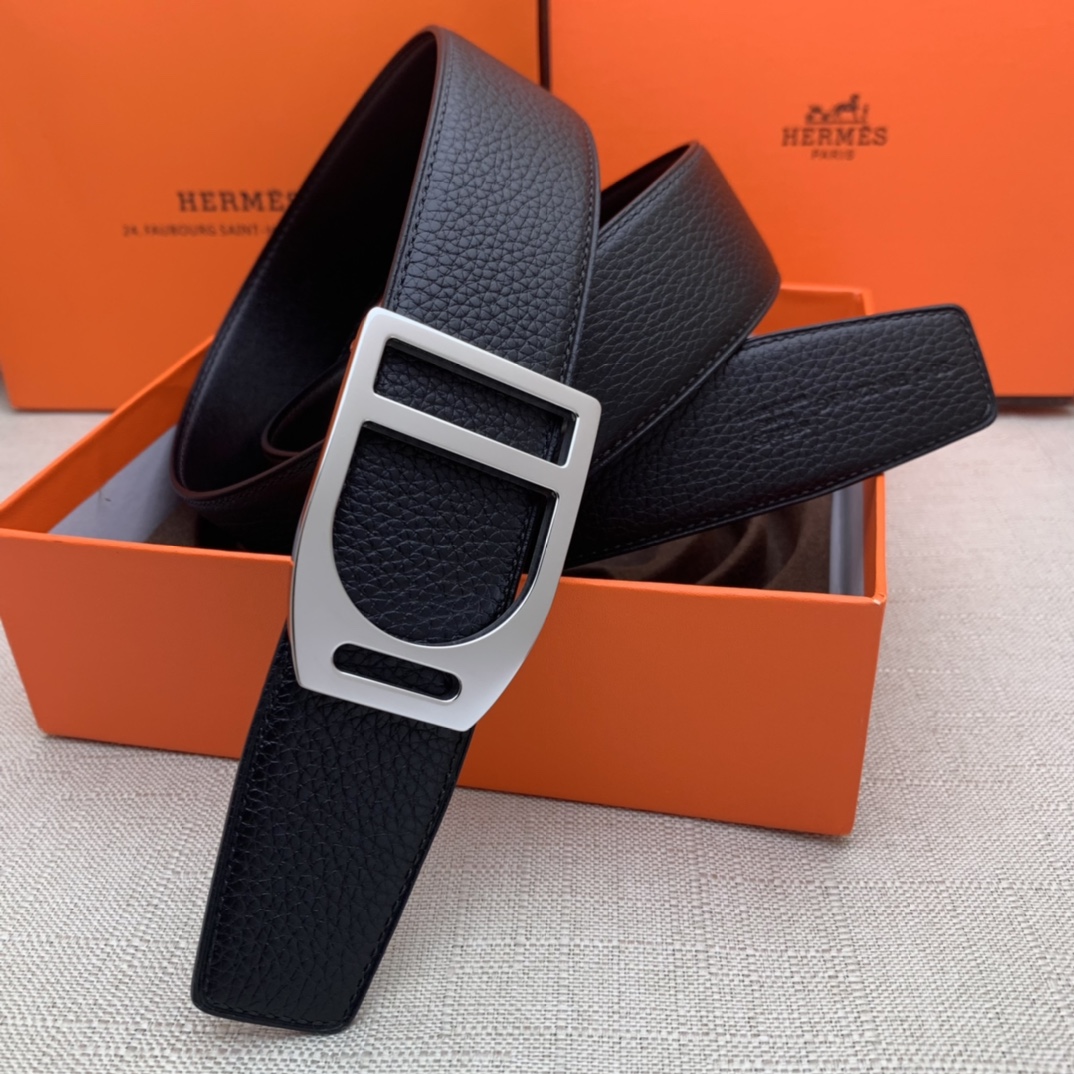 Hermès Basic Belt Top Grain Leather Black 38mm-m