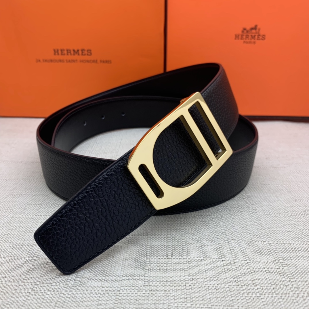 Hermès Basic Belt Top Grain Leather Black 38mm-m