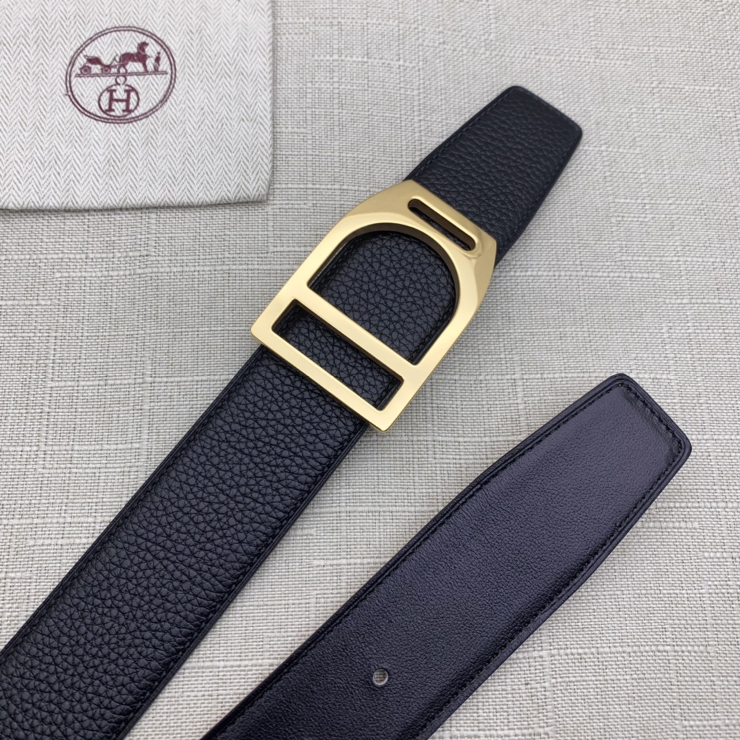 Hermès Basic Belt Top Grain Leather Black 38mm-m