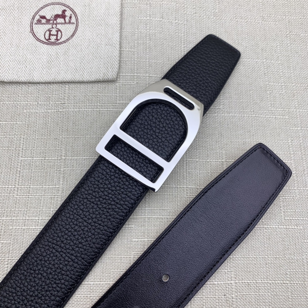 Hermès Basic Belt Top Grain Leather Black 38mm-m