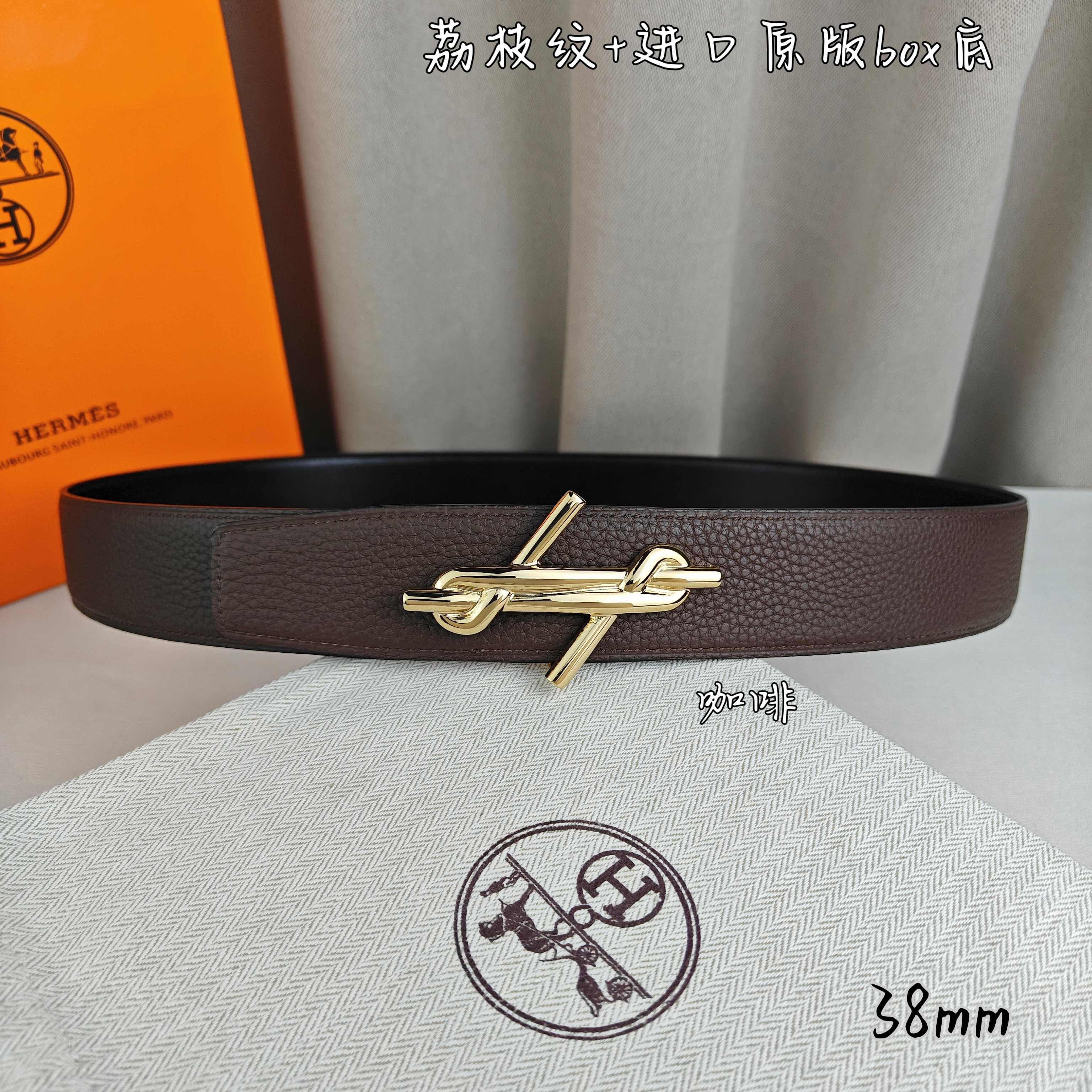 Hermès Basic Belt Top Grain Leather Black 38mm-m