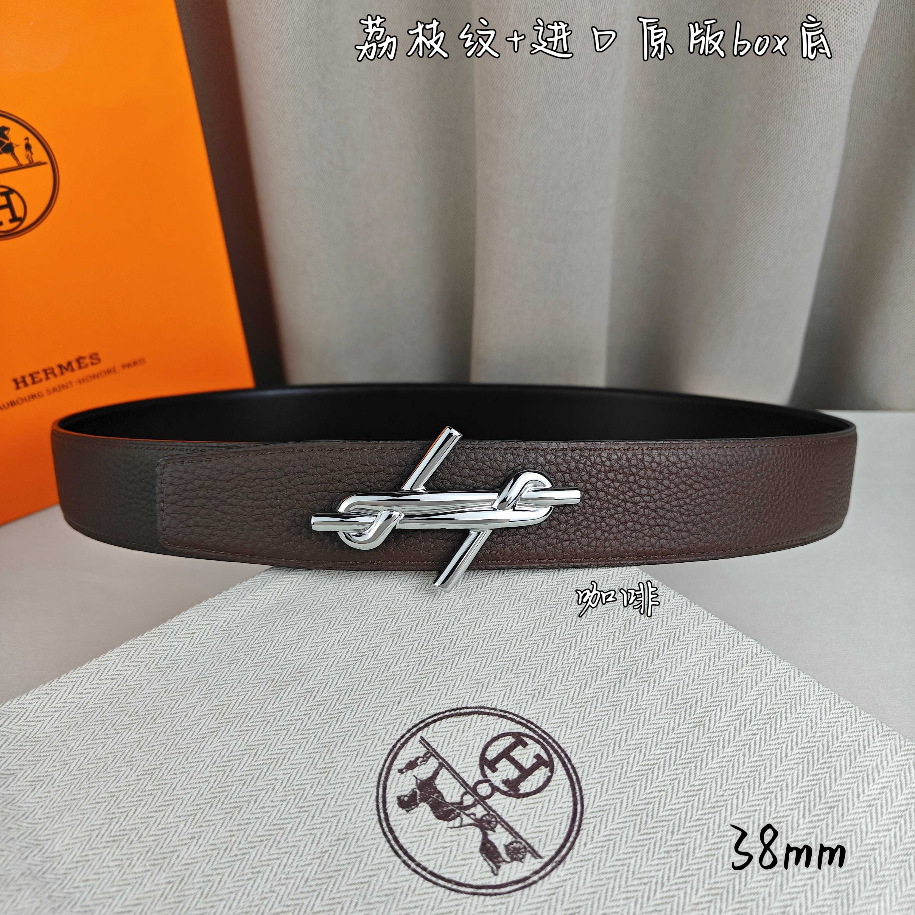 Hermès Basic Belt Top Grain Leather Black 38mm-m