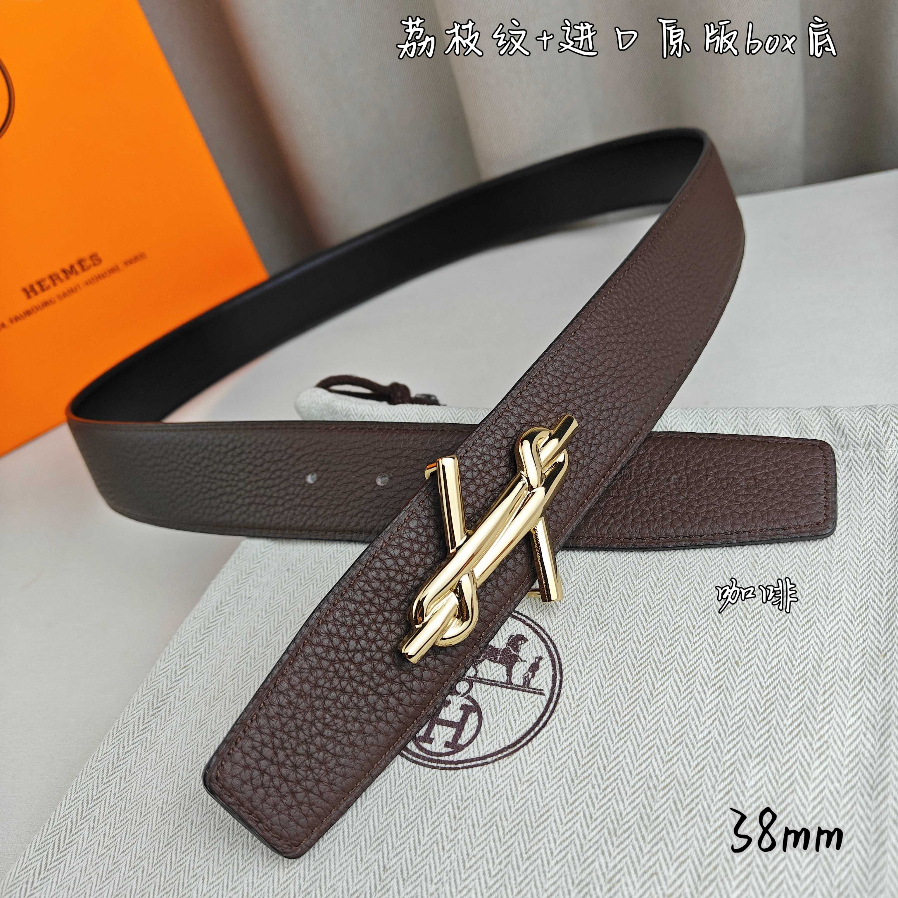 Hermès Basic Belt Top Grain Leather Black 38mm-m