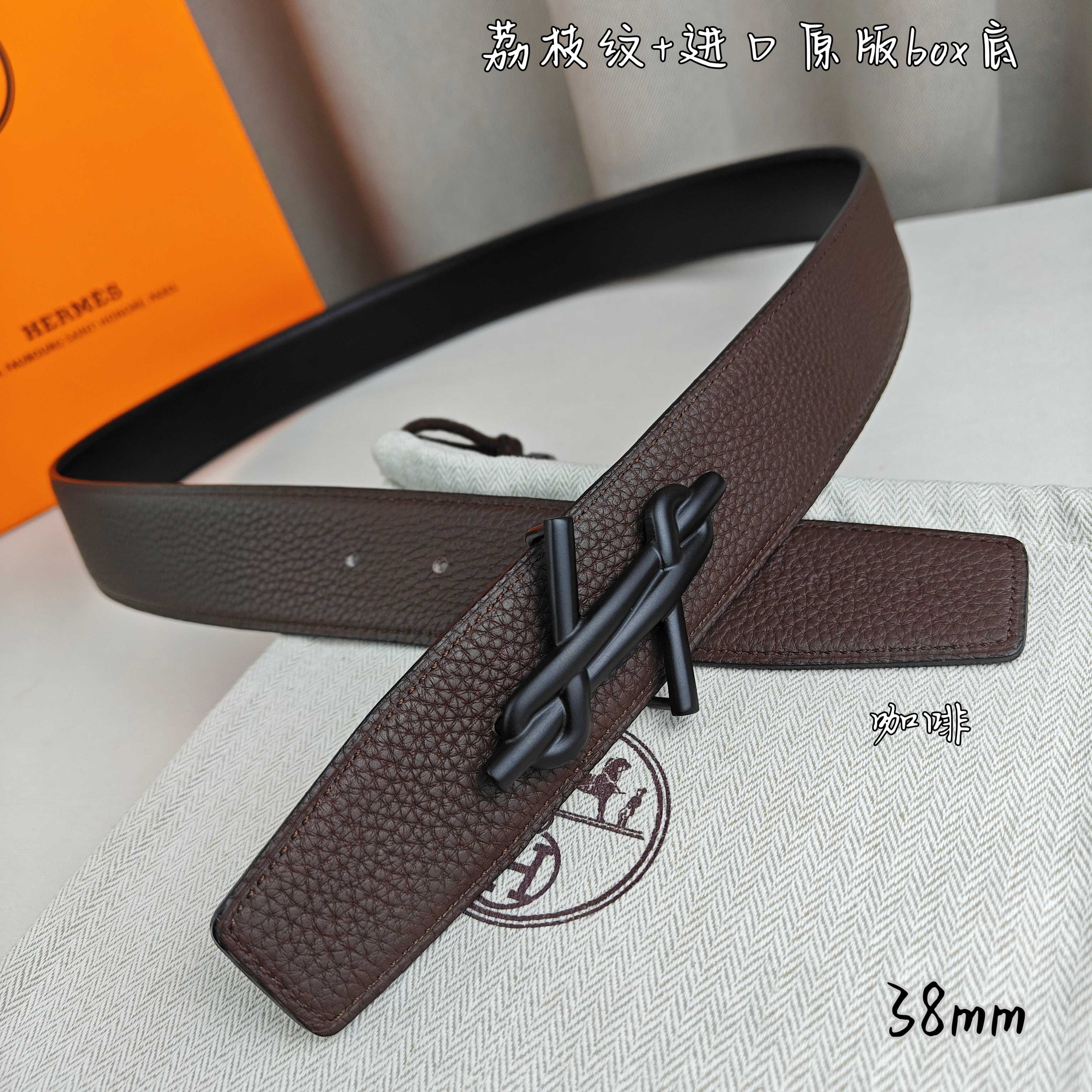 Hermès Basic Belt Top Grain Leather Black 38mm-m
