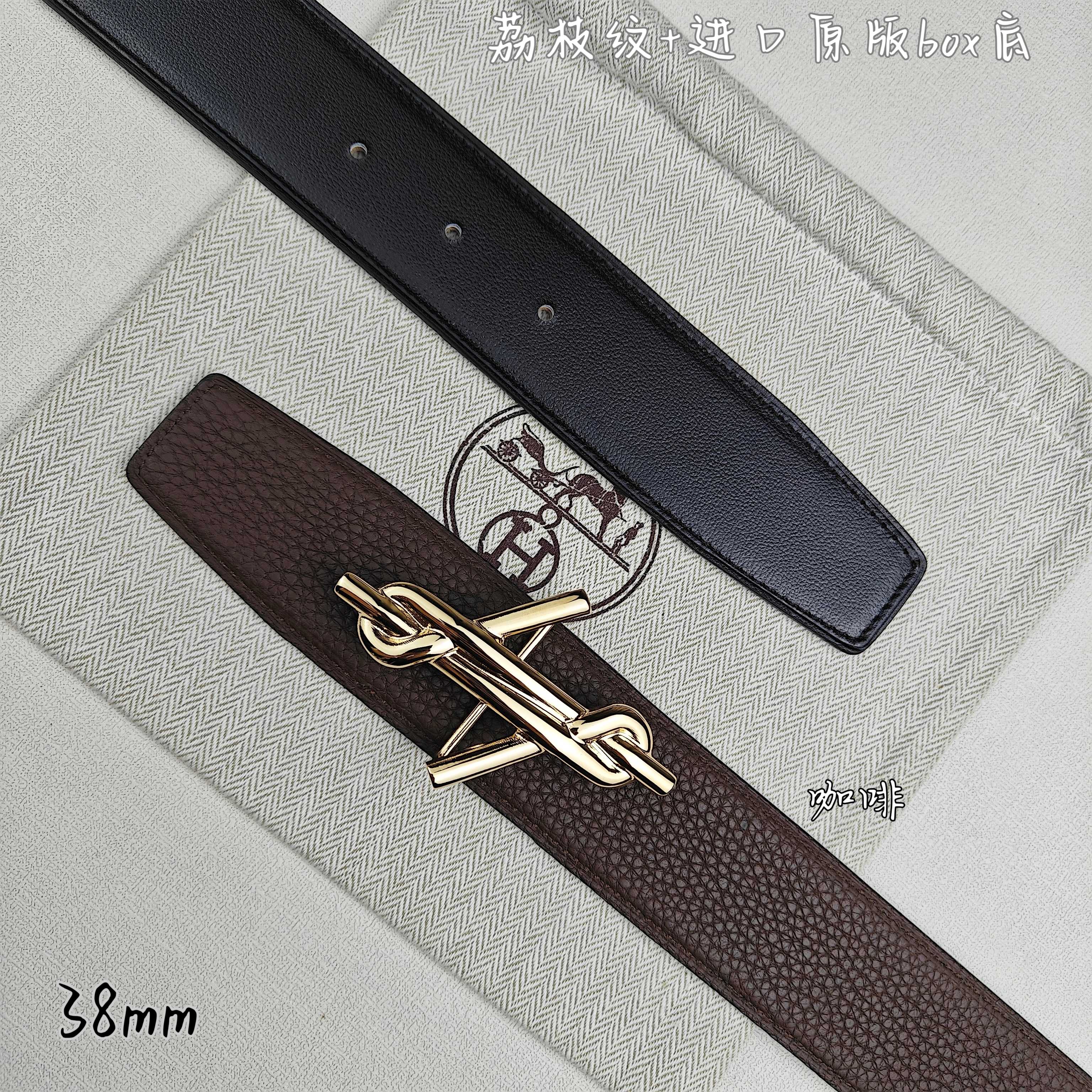 Hermès Basic Belt Top Grain Leather Black 38mm-m