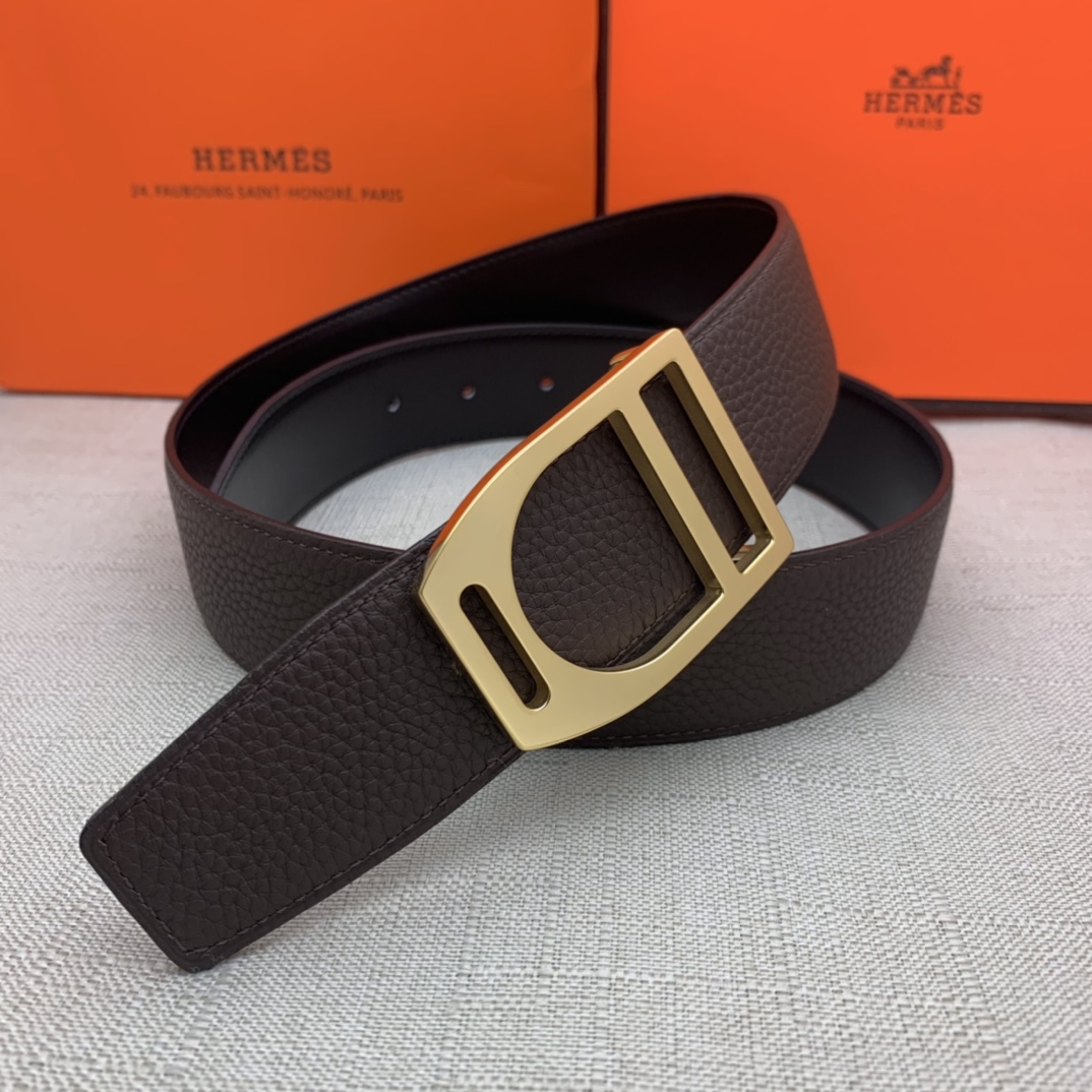 Hermès Basic Belt Top Grain Leather Black 38mm-m
