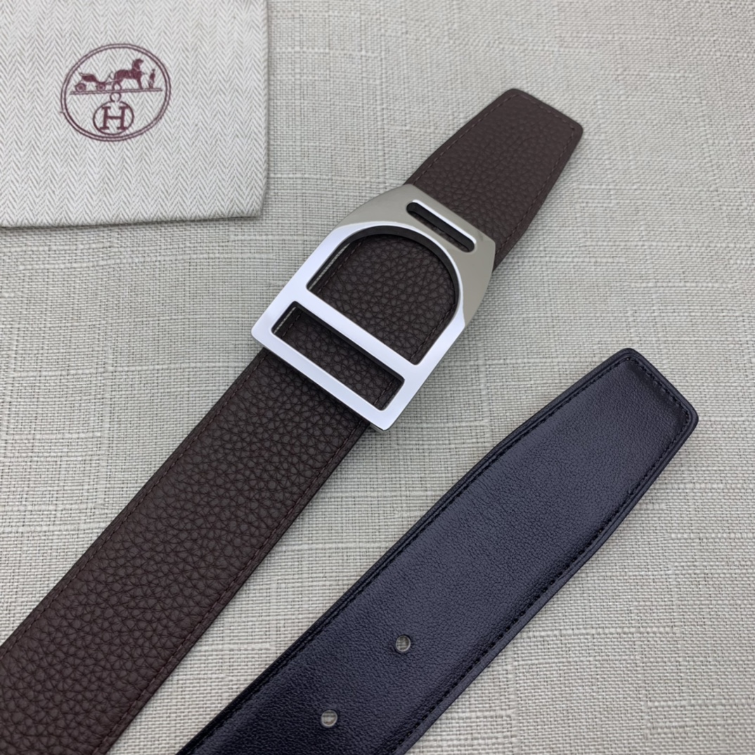 Hermès Basic Belt Top Grain Leather Black 38mm-m