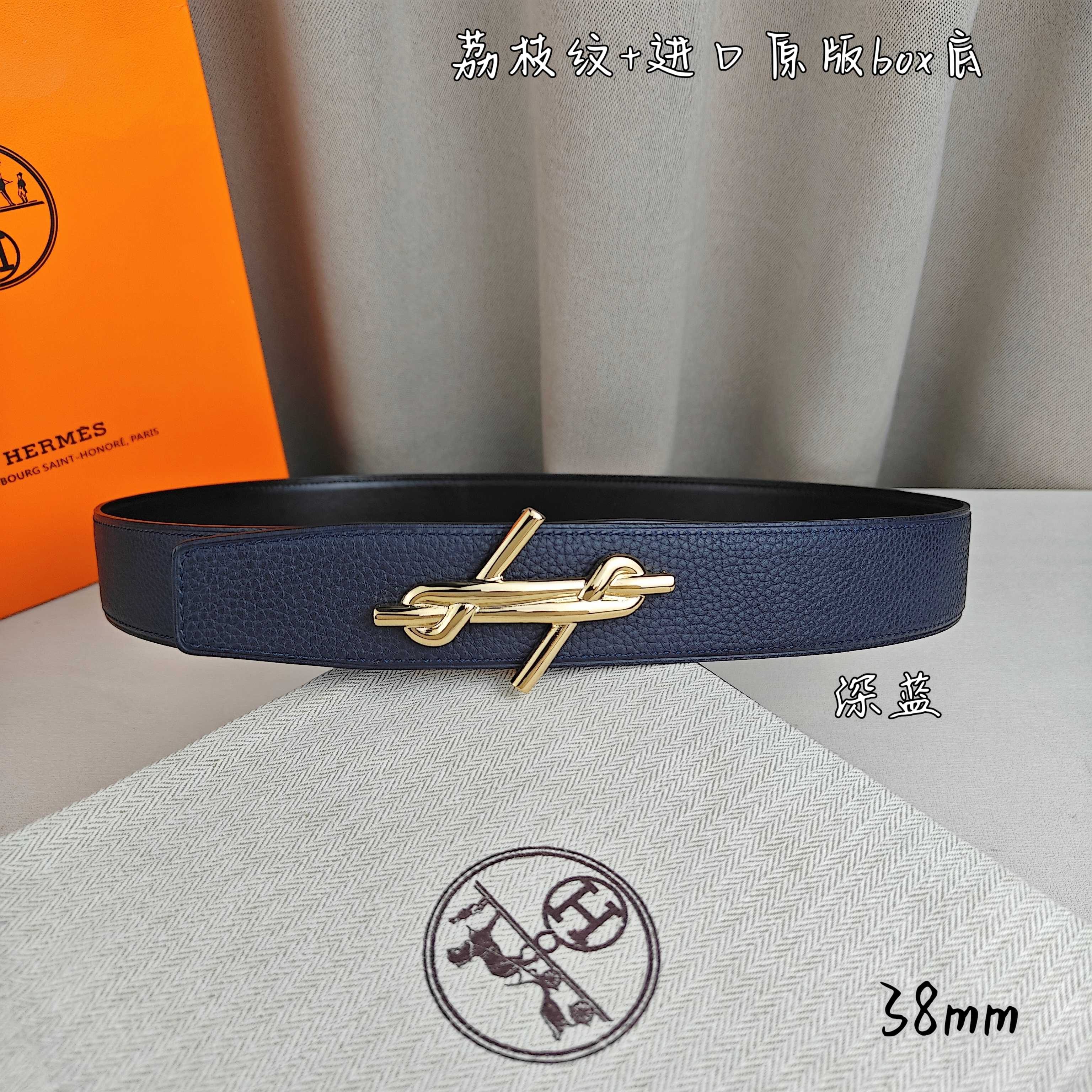 Hermès Basic Belt Top Grain Leather Black 38mm-m