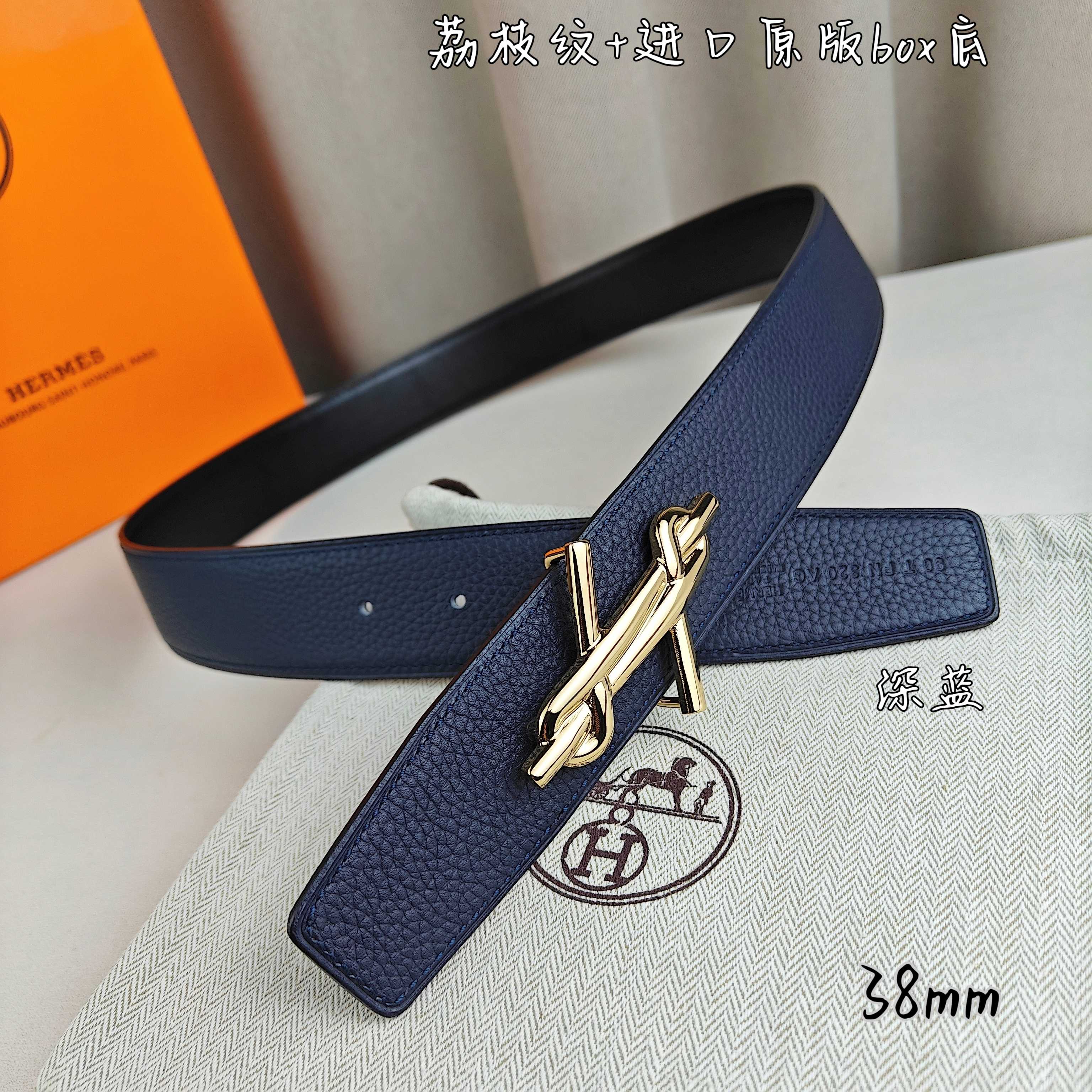 Hermès Basic Belt Top Grain Leather Black 38mm-m
