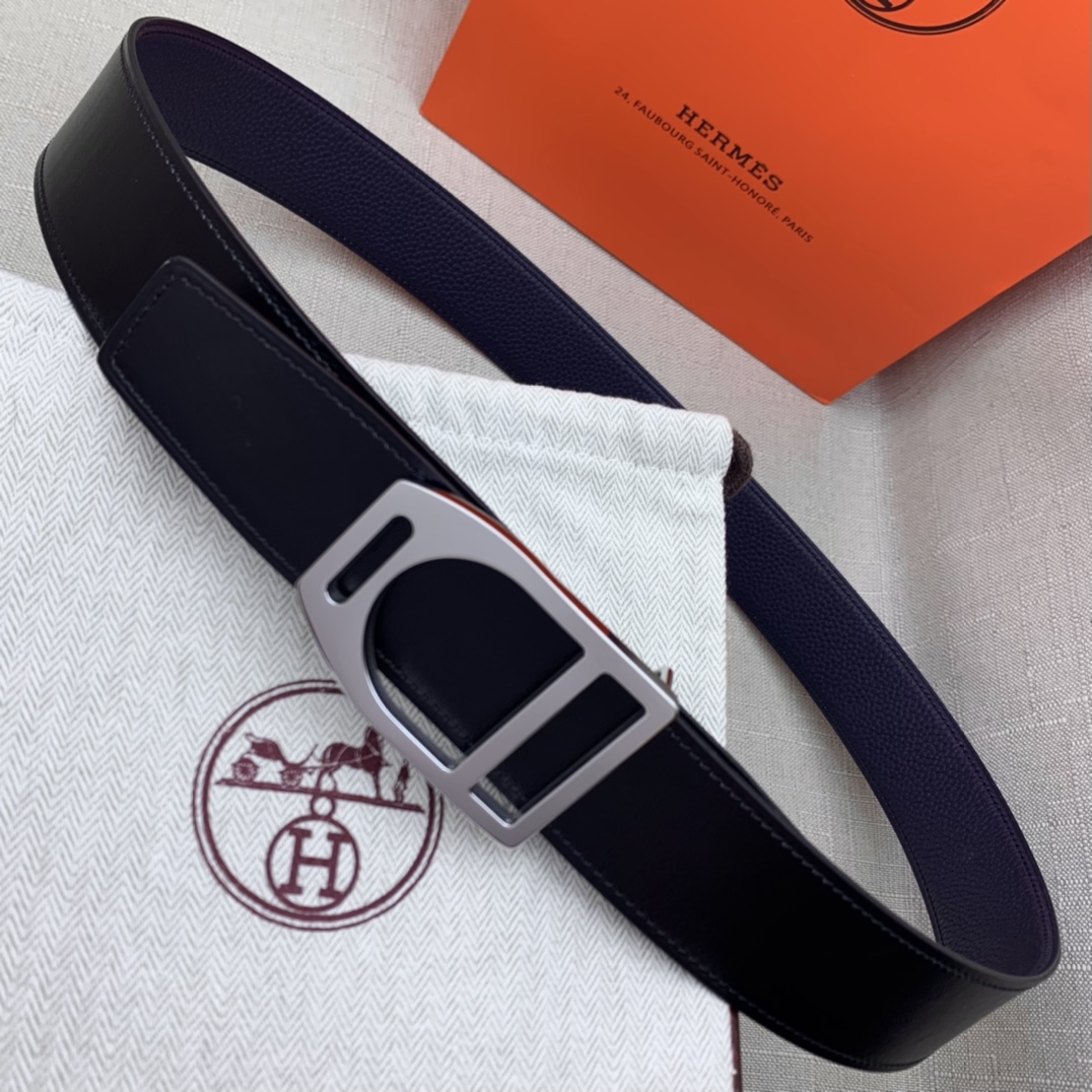 Hermès Basic Belt Top Grain Leather Black 38mm-m