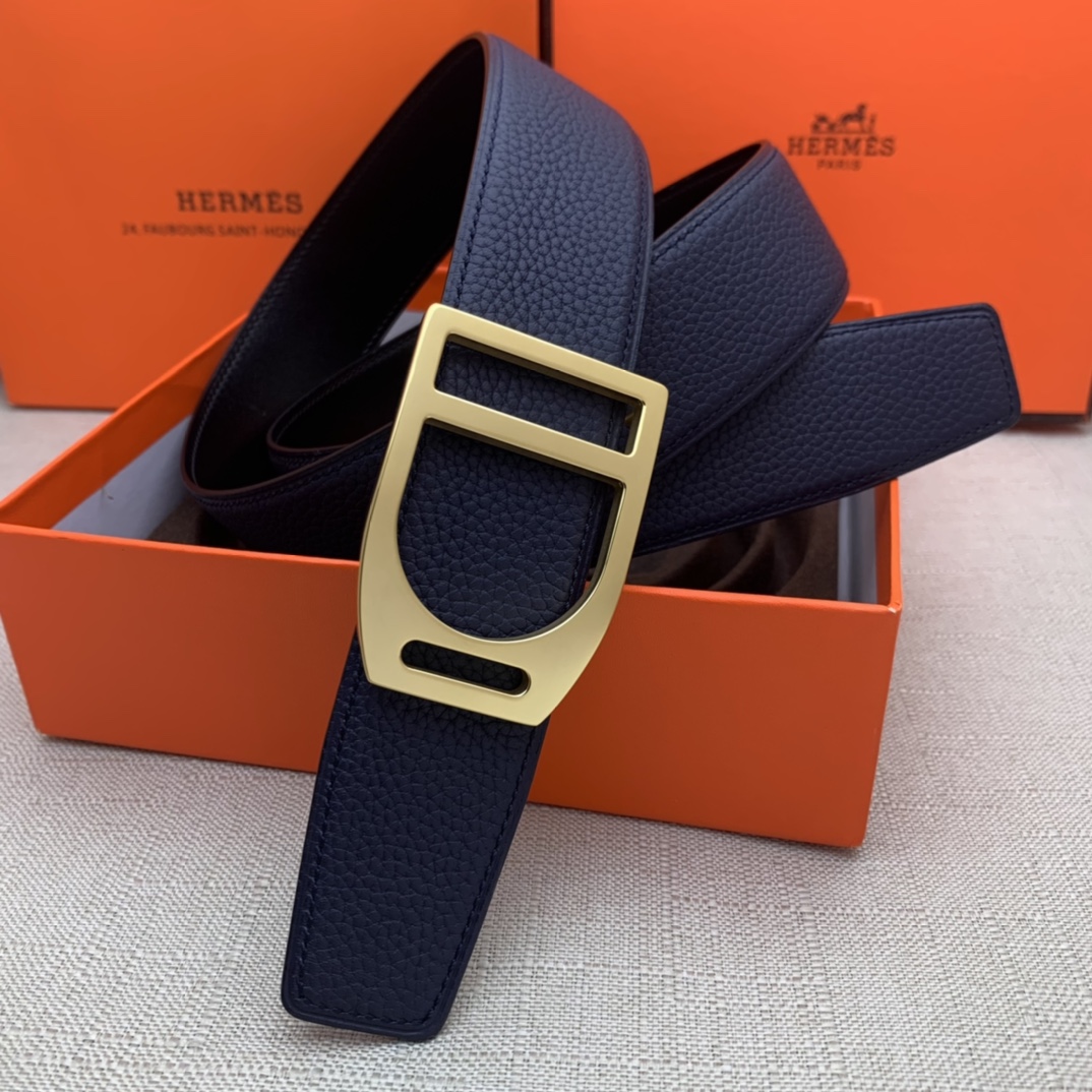 Hermès Basic Belt Top Grain Leather Black 38mm-m