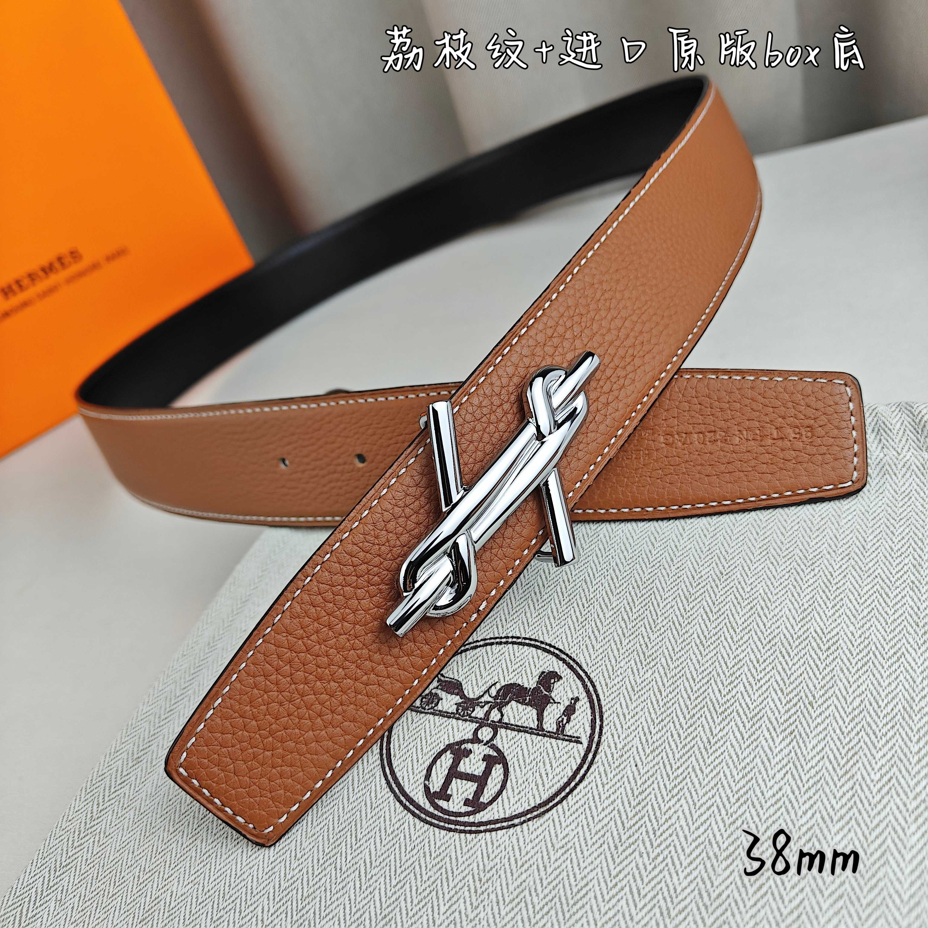 Hermès Basic Belt Top Grain Leather Black 38mm-m