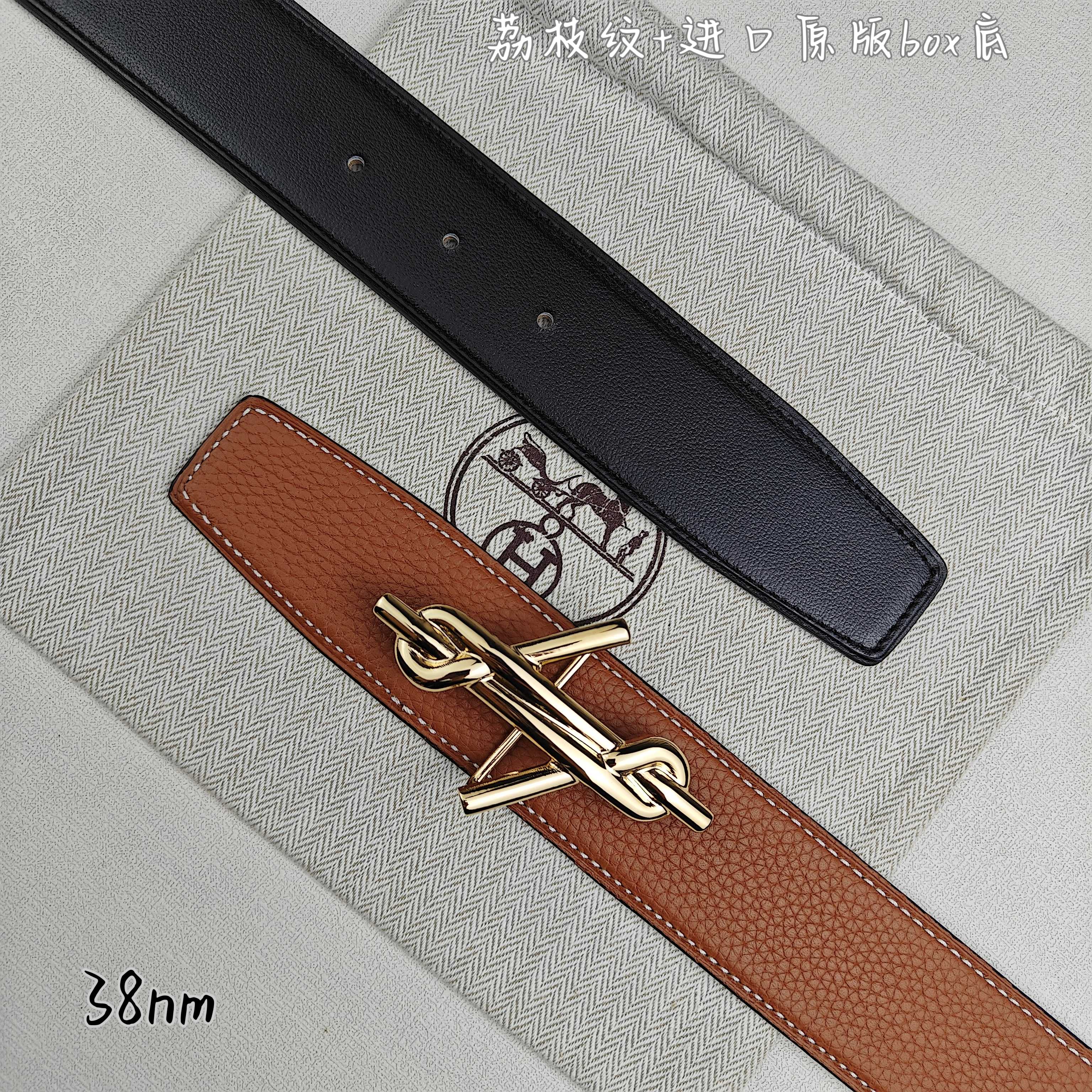 Hermès Basic Belt Top Grain Leather Black 38mm-m