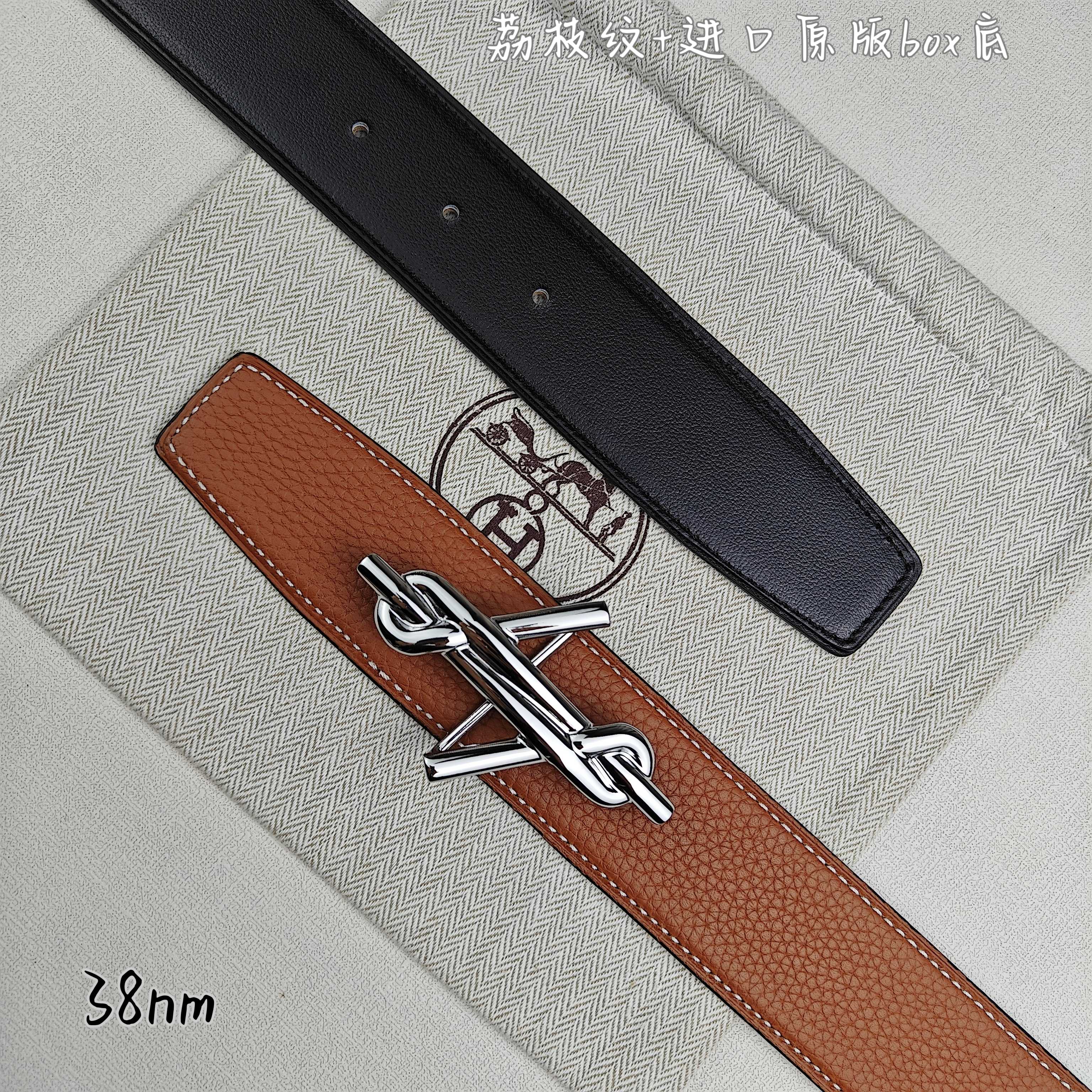 Hermès Basic Belt Top Grain Leather Black 38mm-m