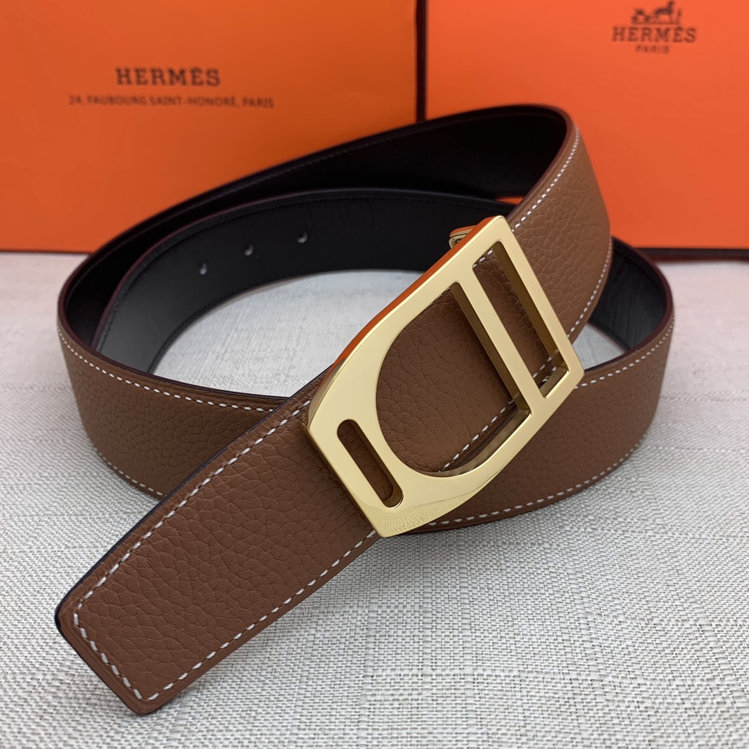 Hermès Basic Belt Top Grain Leather Black 38mm-m
