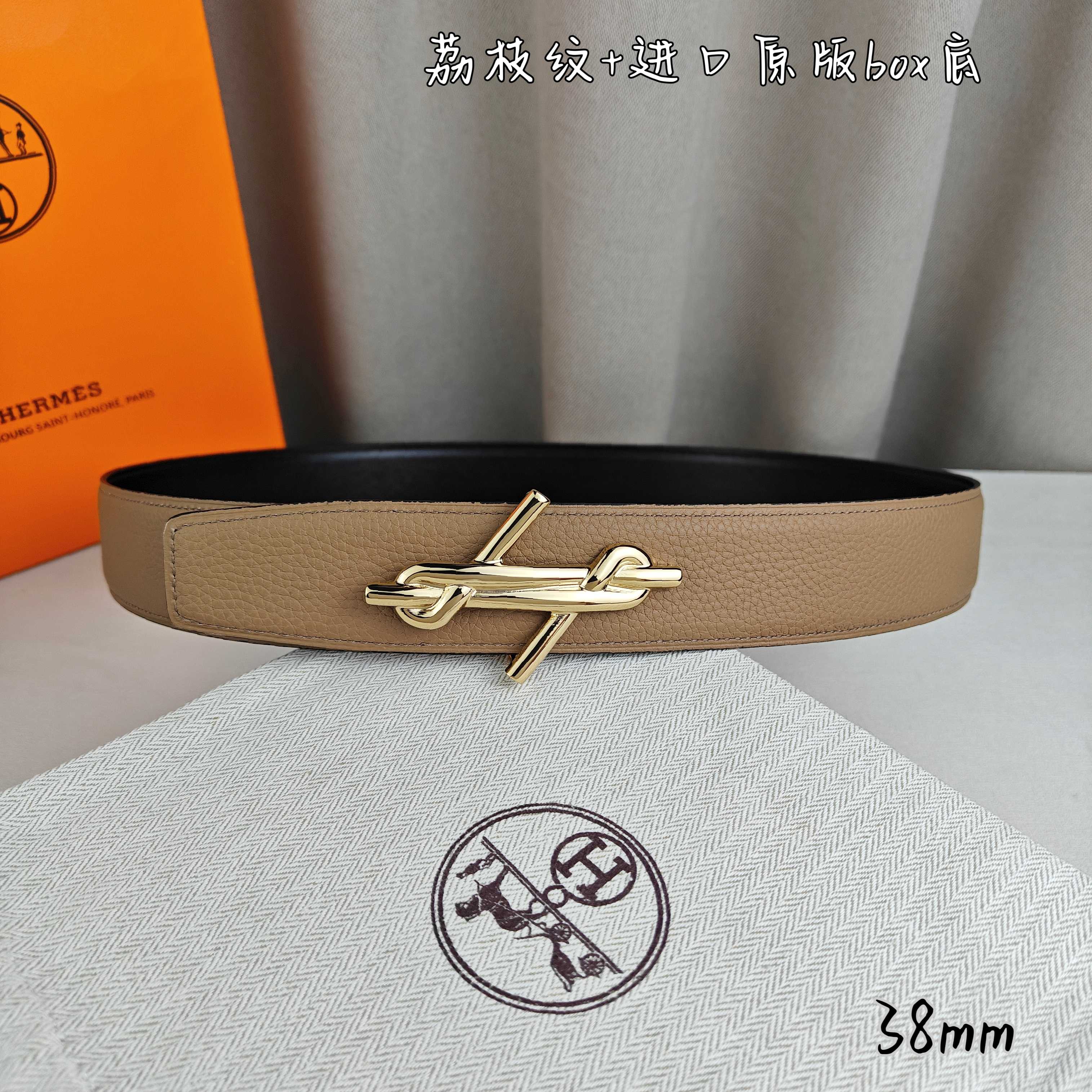 Hermès Basic Belt Top Grain Leather Black 38mm-m