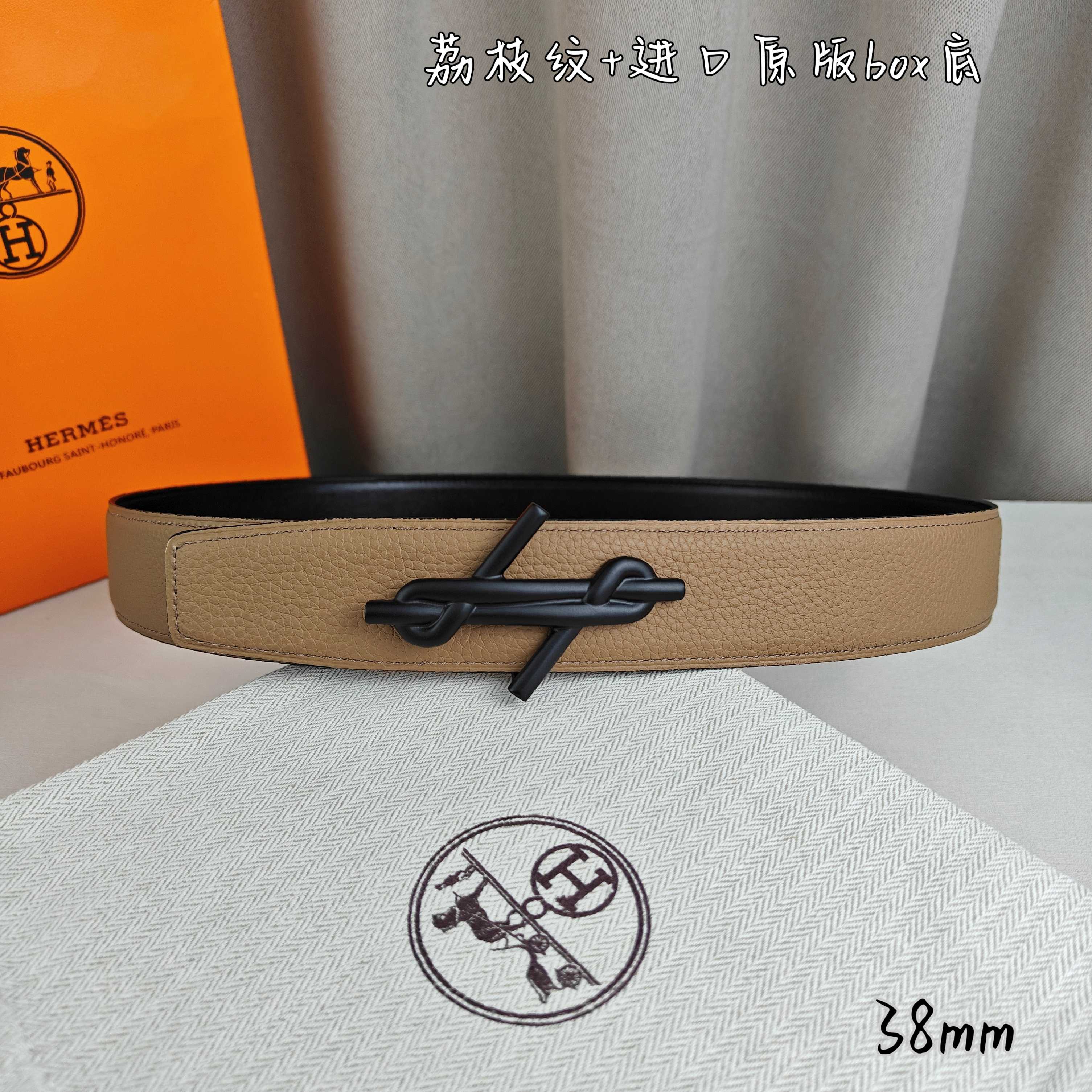 Hermès Basic Belt Top Grain Leather Black 38mm-m