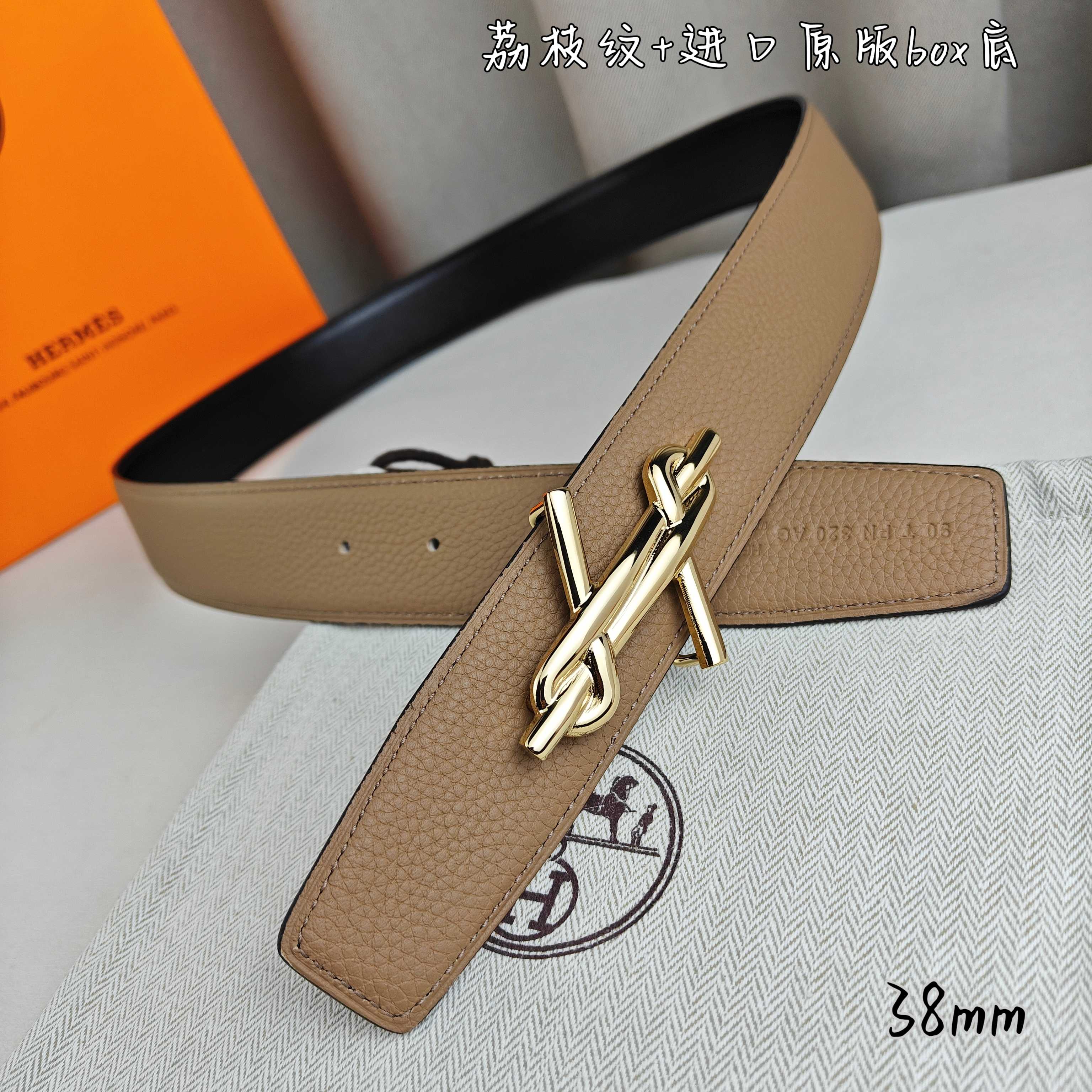 Hermès Basic Belt Top Grain Leather Black 38mm-m