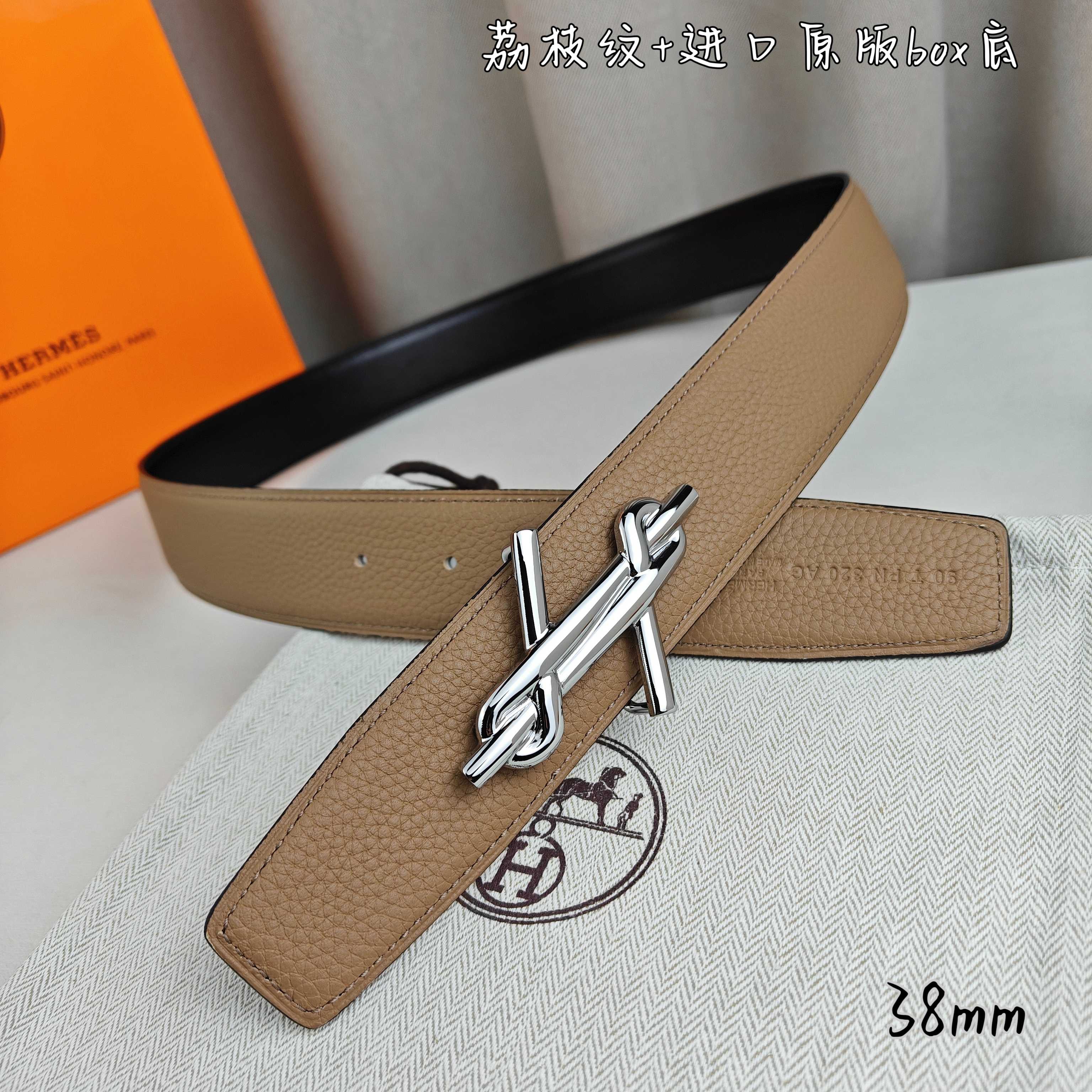 Hermès Basic Belt Top Grain Leather Black 38mm-m