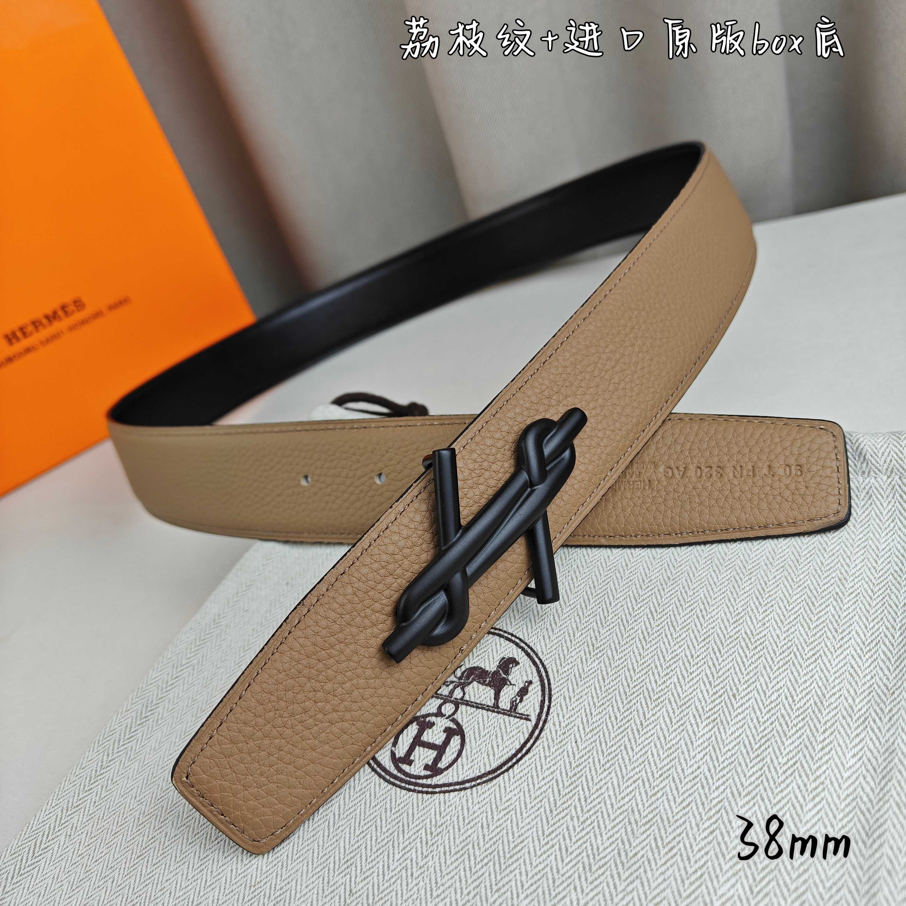 Hermès Basic Belt Top Grain Leather Black 38mm-m