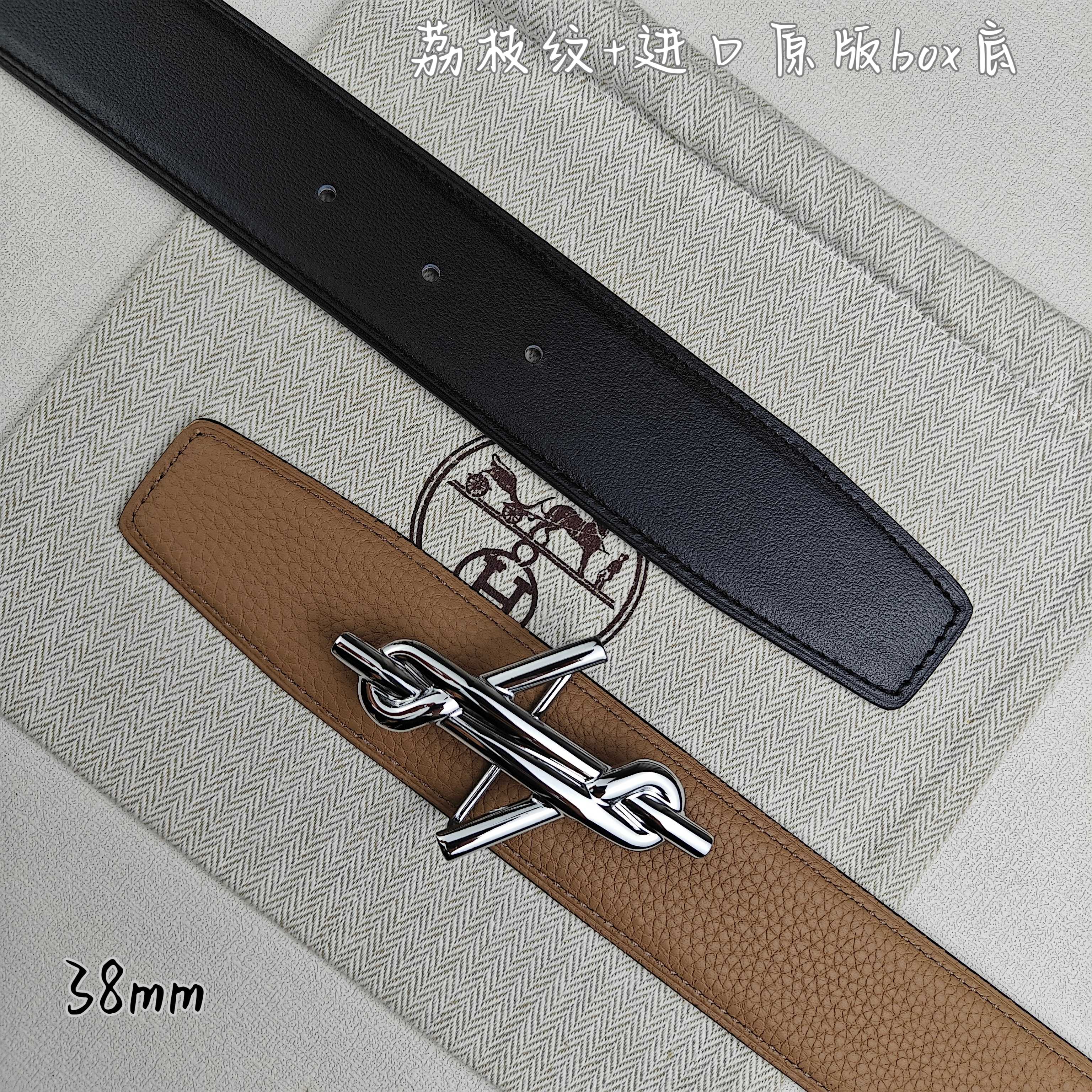 Hermès Basic Belt Top Grain Leather Black 38mm-m
