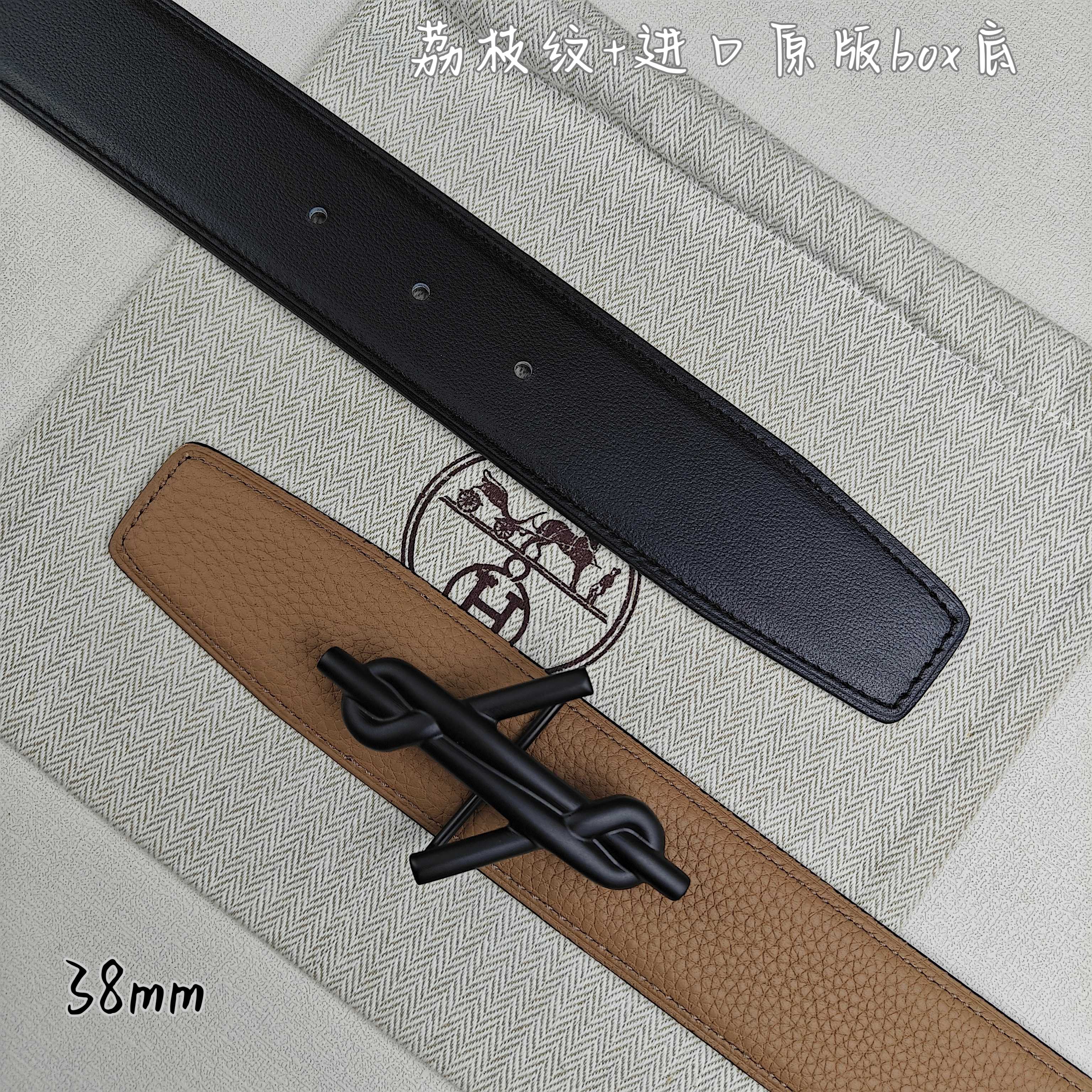 Hermès Basic Belt Top Grain Leather Black 38mm-m