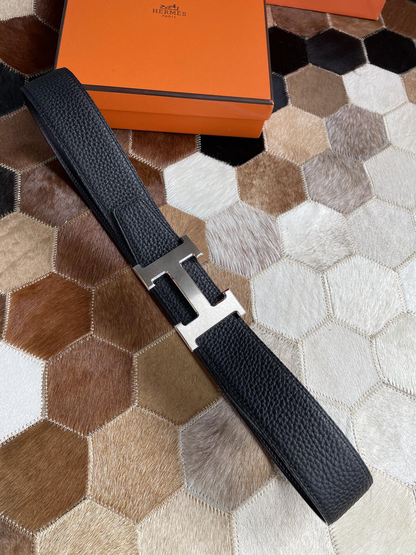 Hermès Male Basic Belt Silver 38mm-13514-s-m