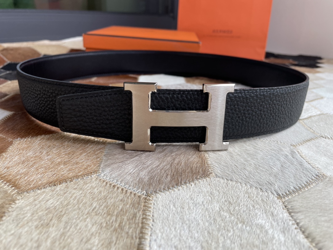 Hermès Male Basic Belt Silver 38mm-13514-s-m
