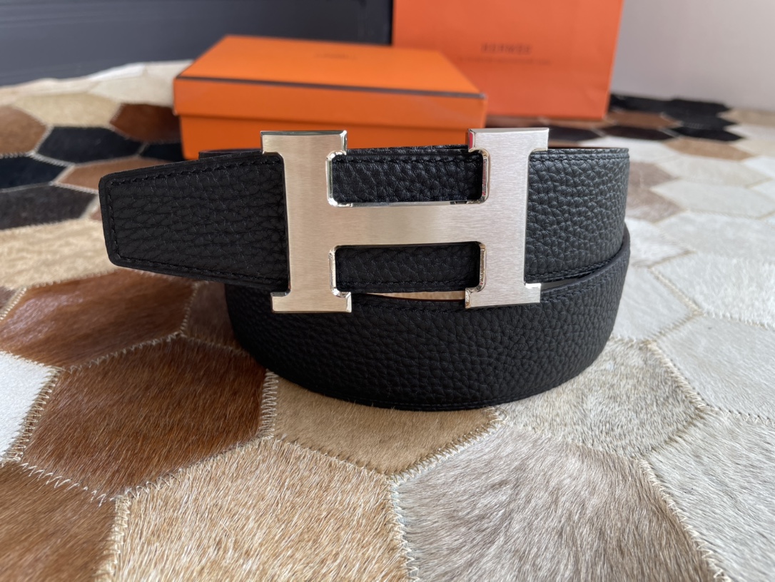 Hermès Male Basic Belt Silver 38mm-13514-s-m