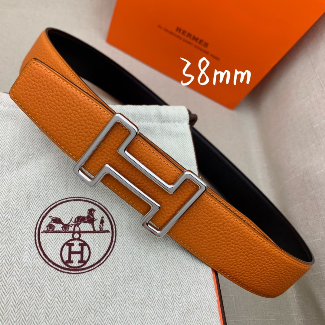 Hermès Basic Belt Top Grain Leather Black 38mm-s-m