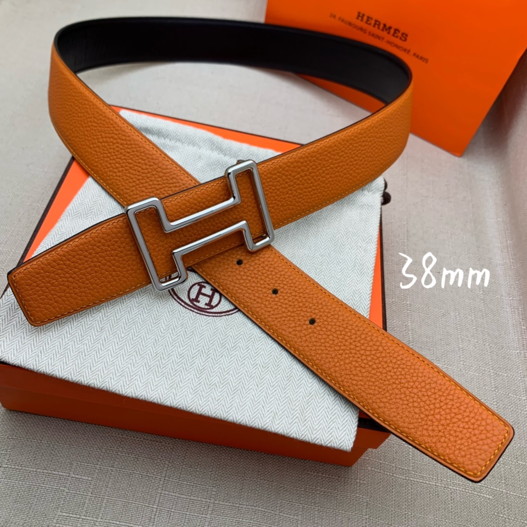 Hermès Basic Belt Top Grain Leather Black 38mm-s-m