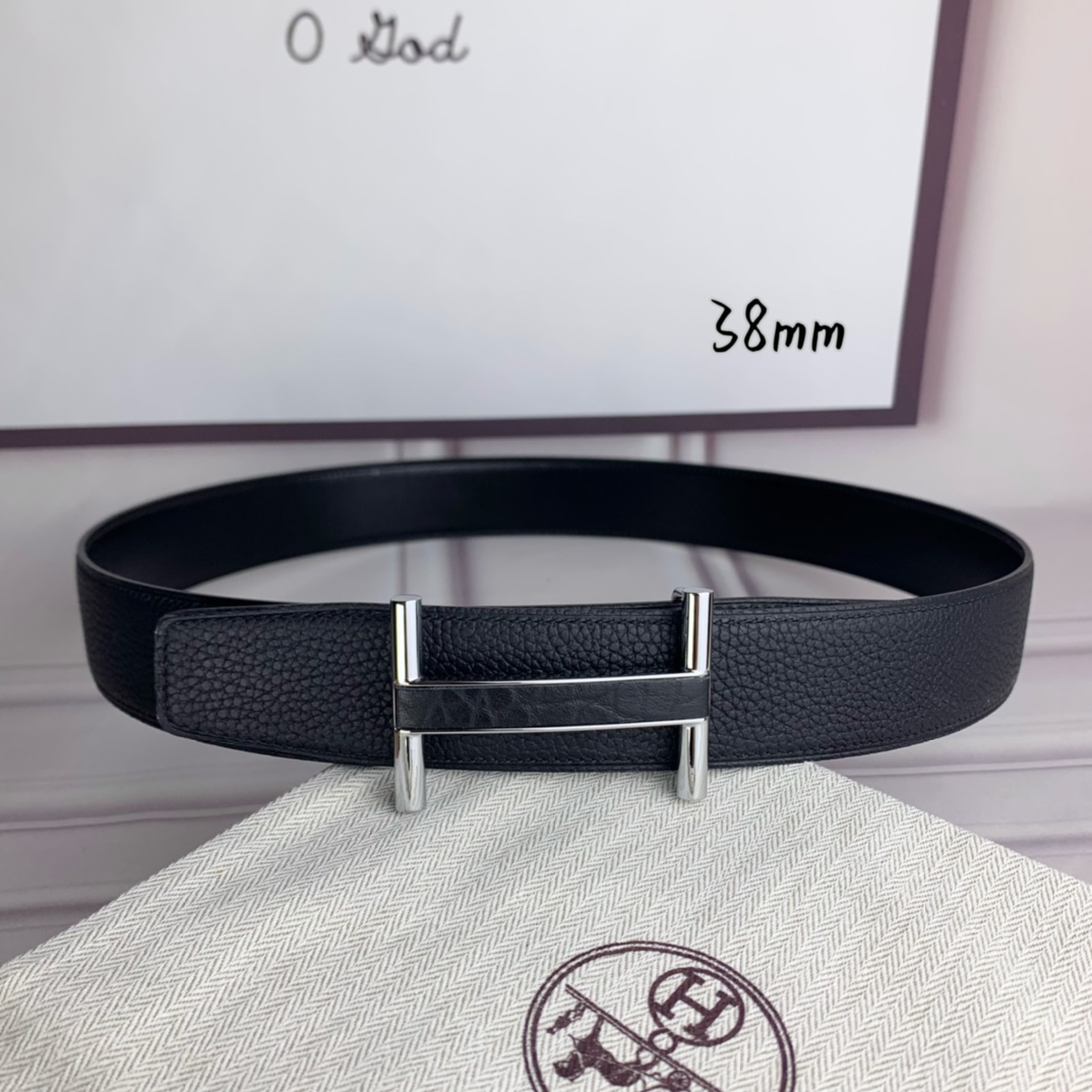 Hermès Basic Belt Top Grain Leather Black 38mm-s-m