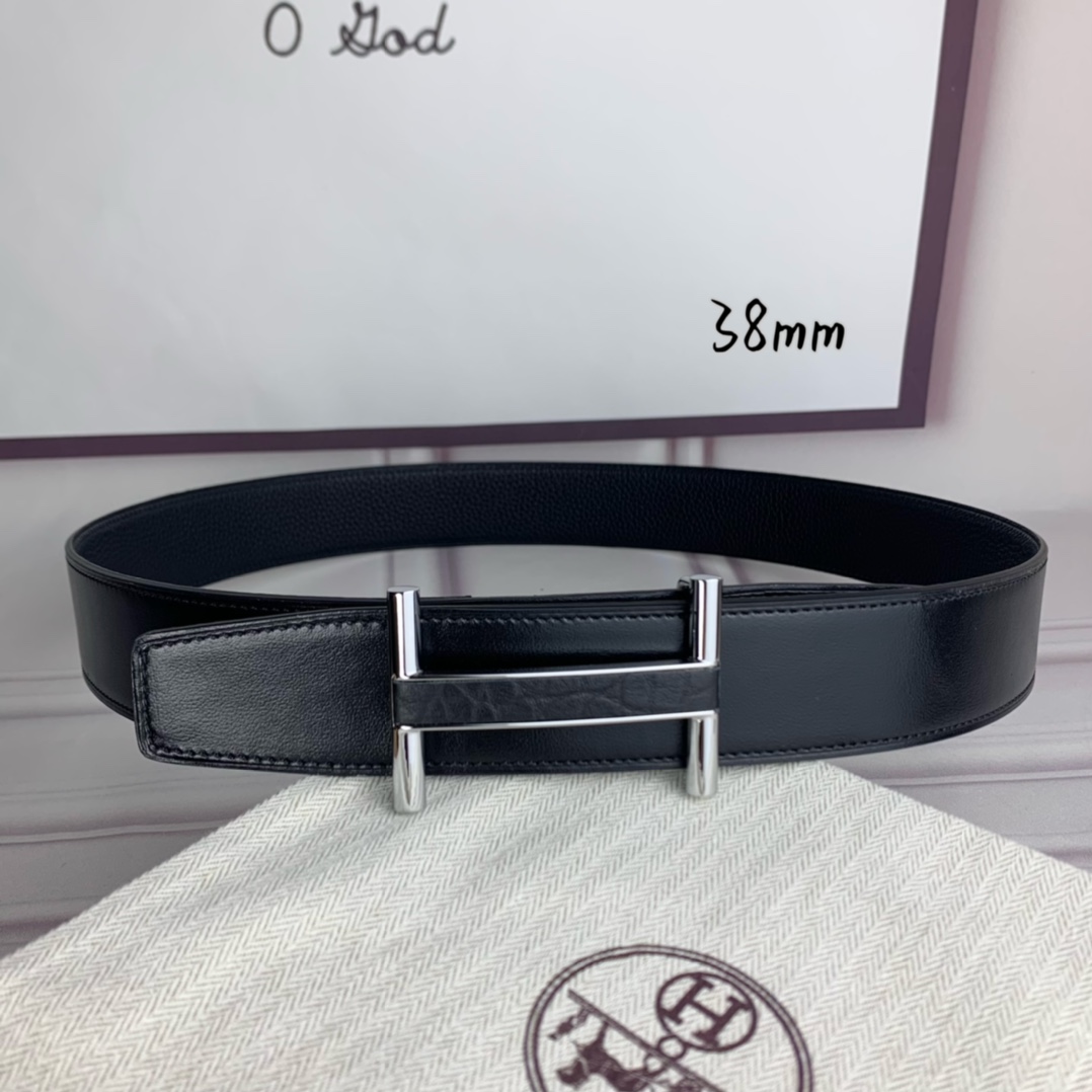 Hermès Basic Belt Top Grain Leather Black 38mm-s-m