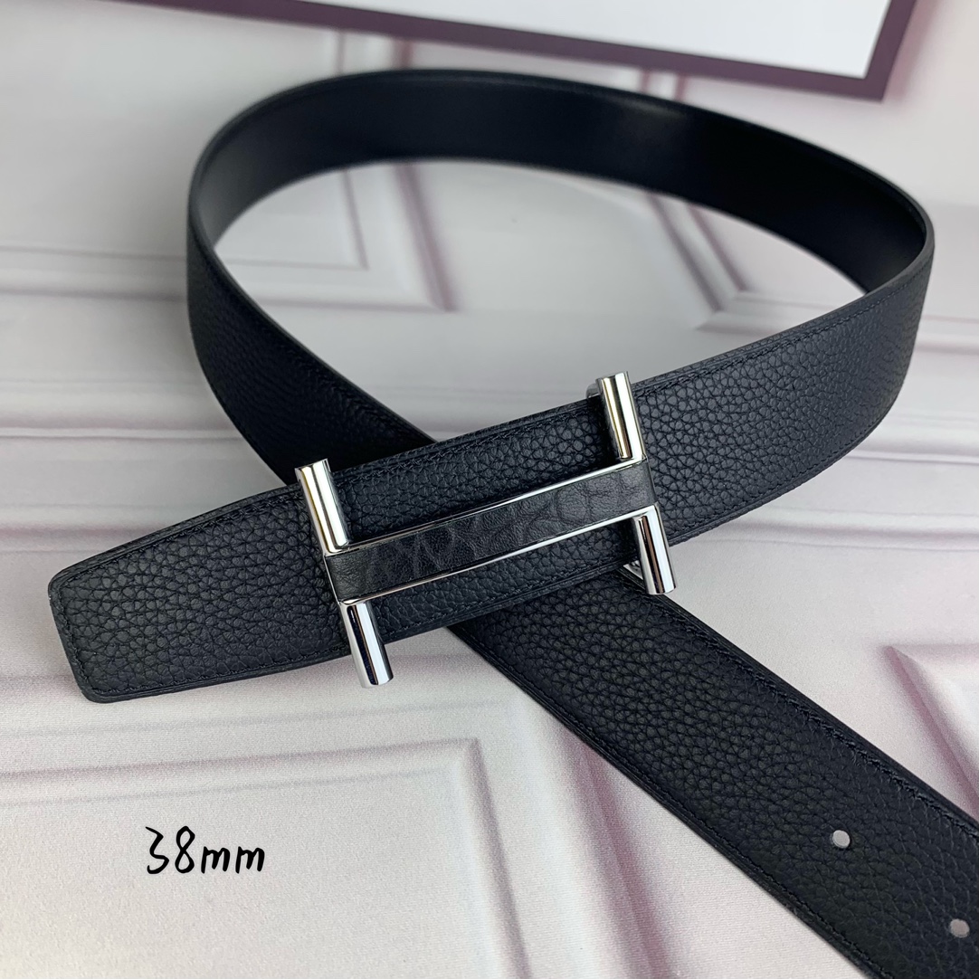 Hermès Basic Belt Top Grain Leather Black 38mm-s-m